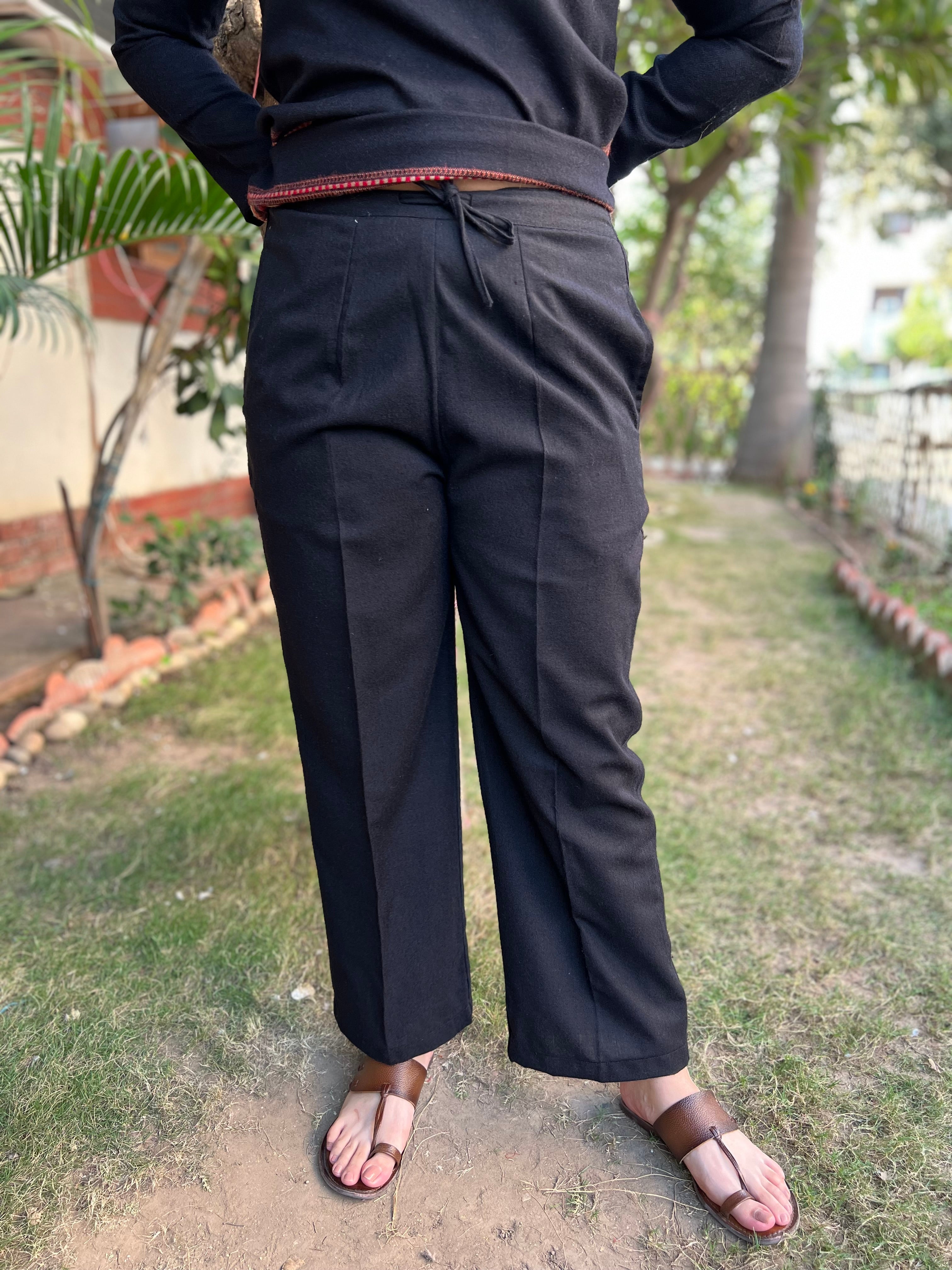 Black woollen palazzo