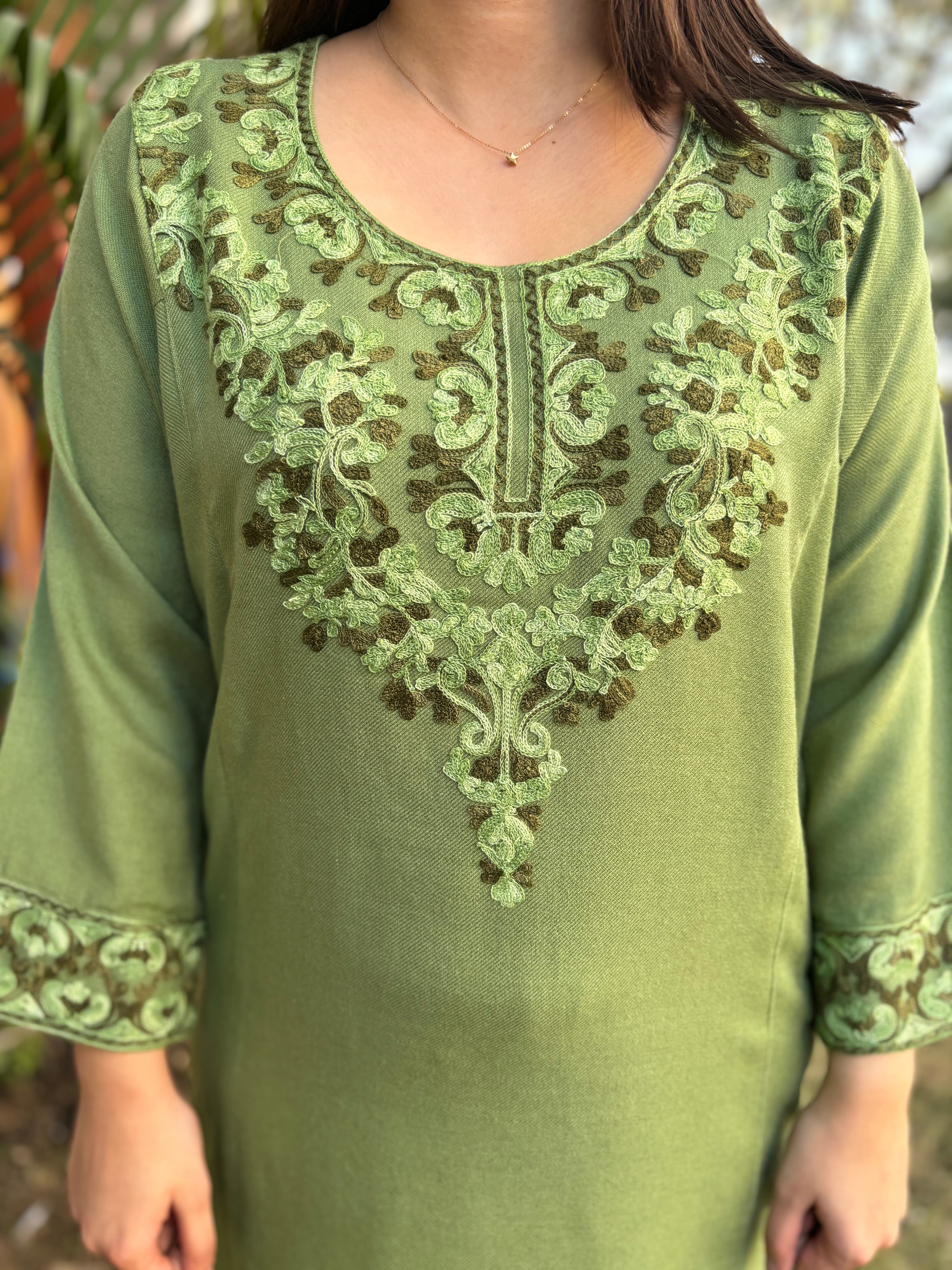 Pista green woollen coord set