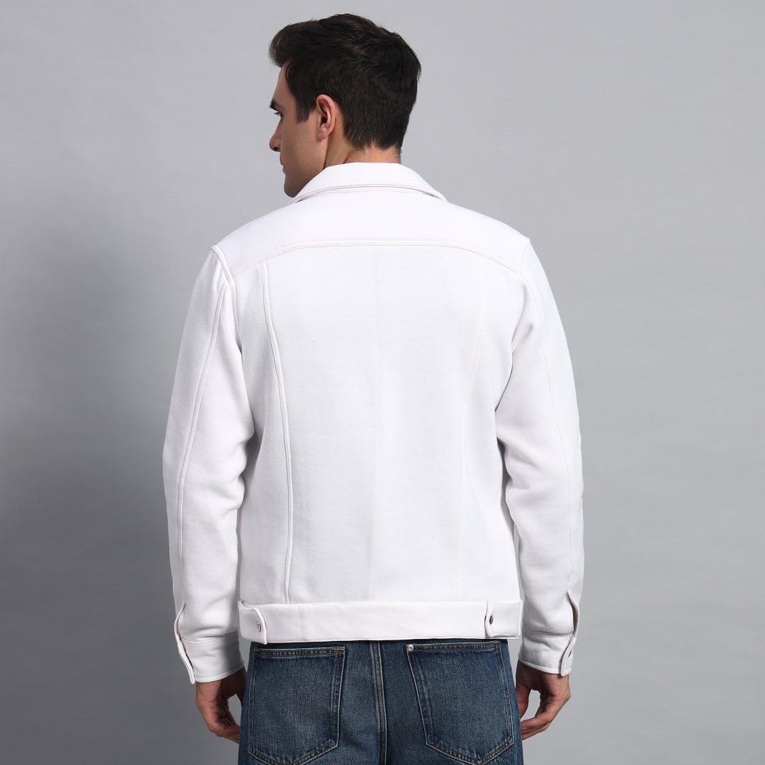 WHITE TRUCKER JACKET MENS