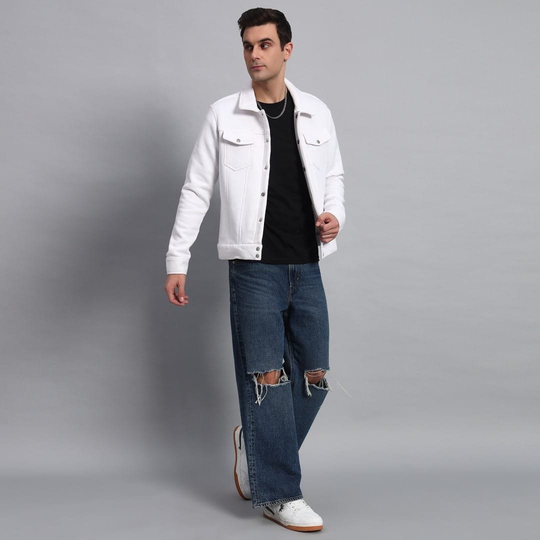 WHITE TRUCKER JACKET MENS