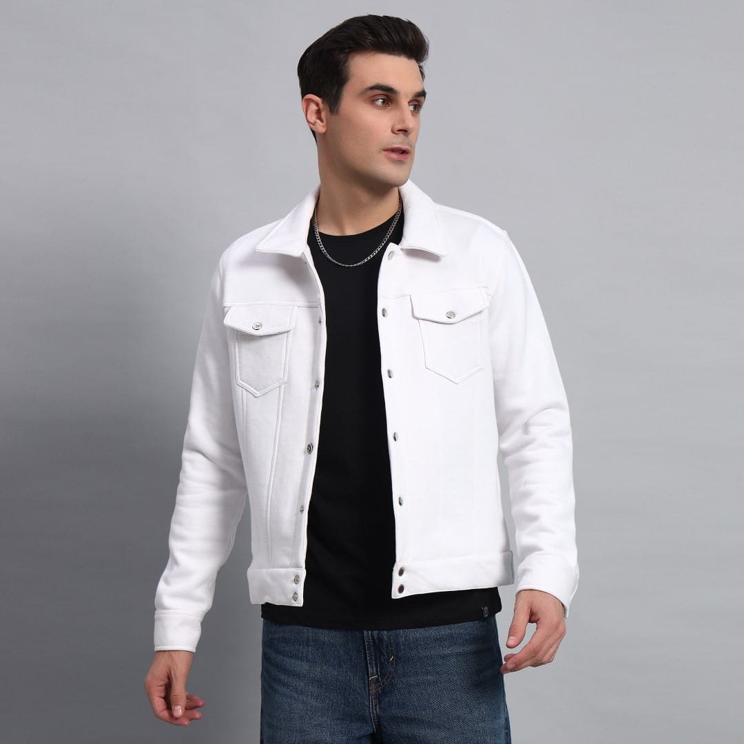 WHITE TRUCKER JACKET MENS