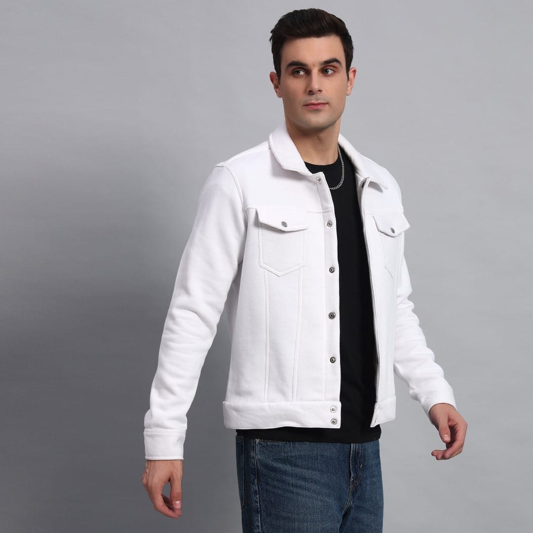 WHITE TRUCKER JACKET MENS