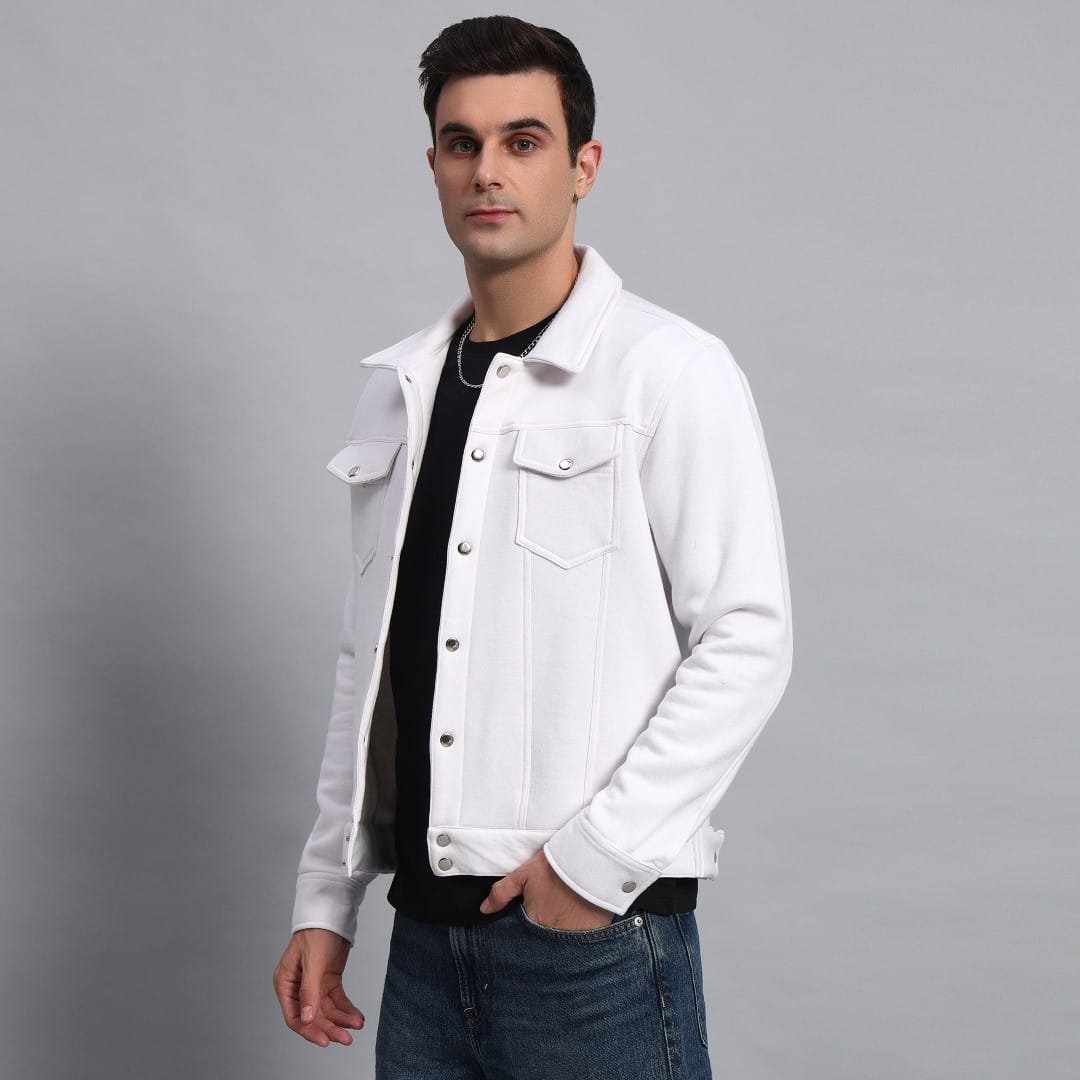 WHITE TRUCKER JACKET MENS