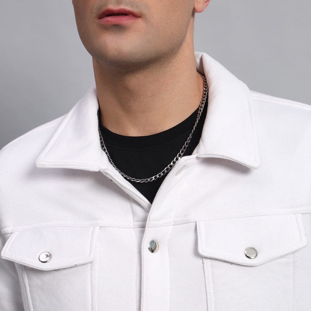 WHITE TRUCKER JACKET MENS