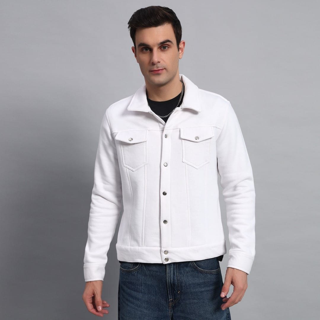 WHITE TRUCKER JACKET MENS