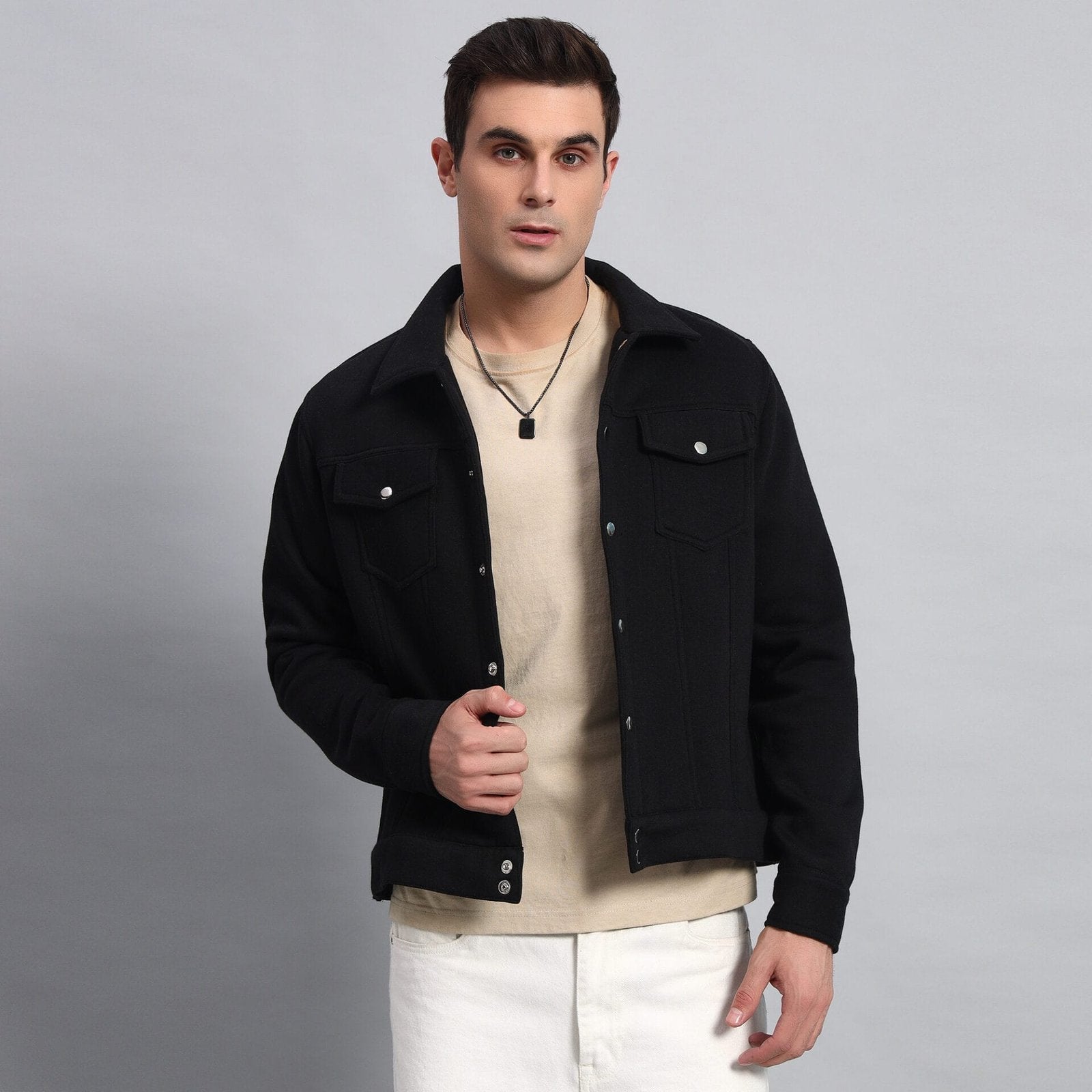 BLACK TRUCKER JACKET