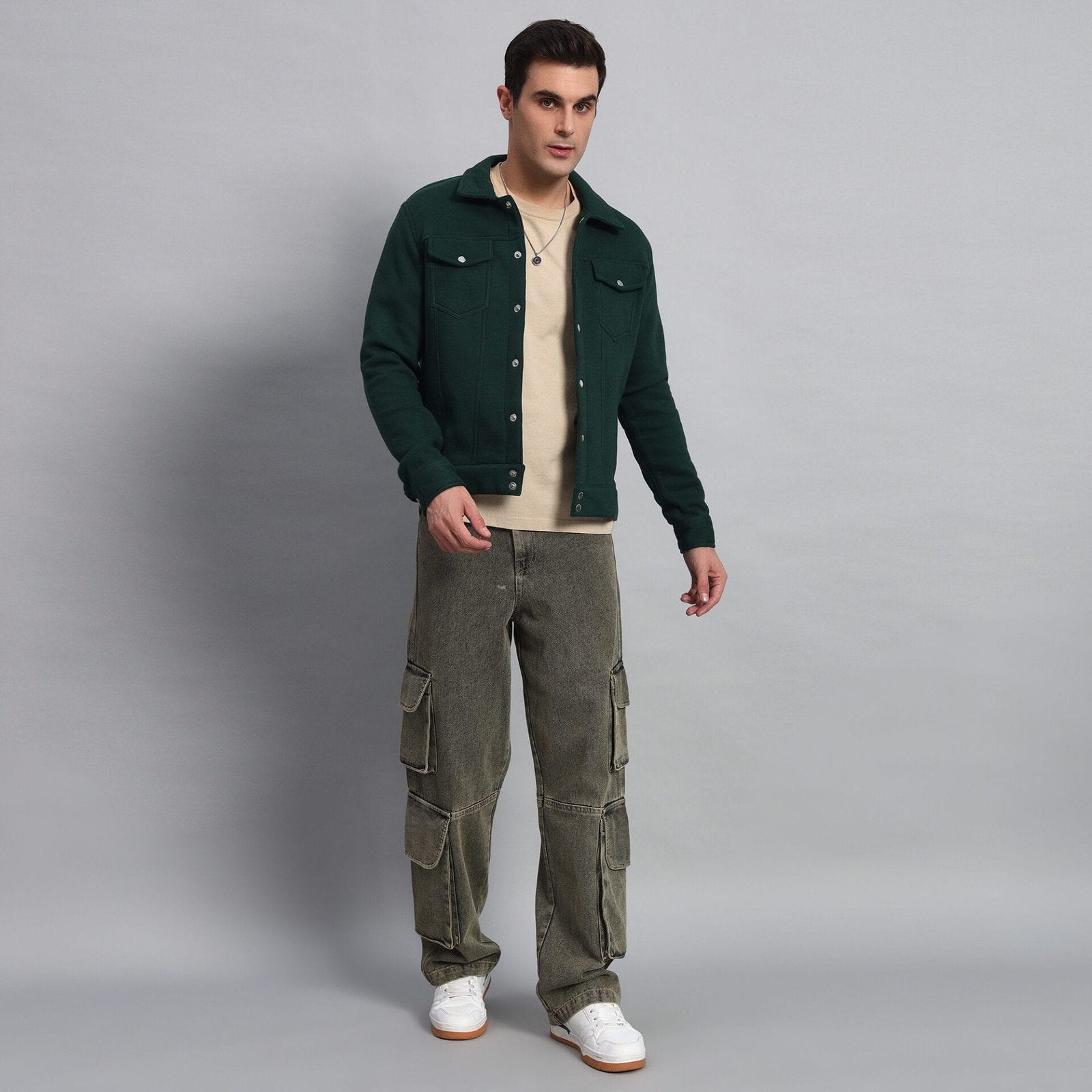 DARK GREEN TRUCKER JACKET