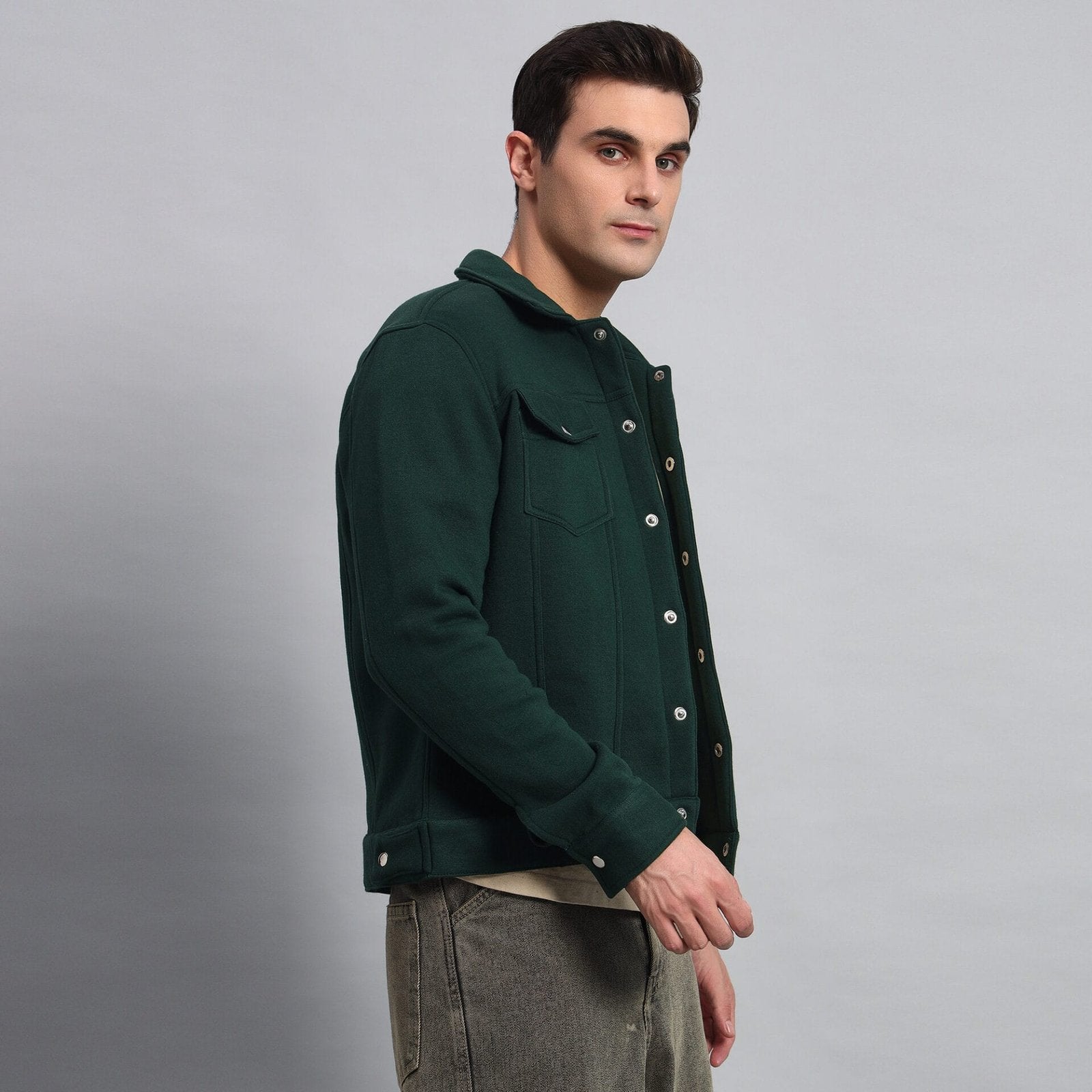 DARK GREEN TRUCKER JACKET