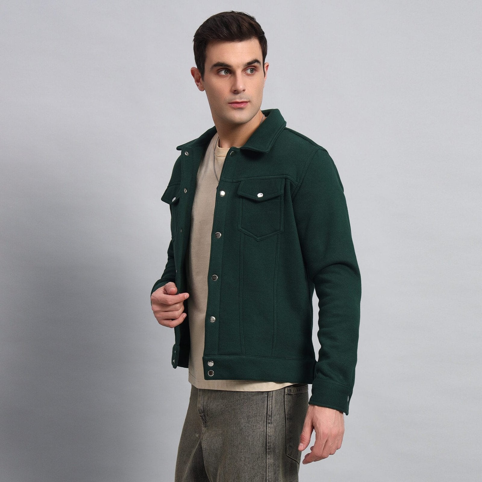 DARK GREEN TRUCKER JACKET