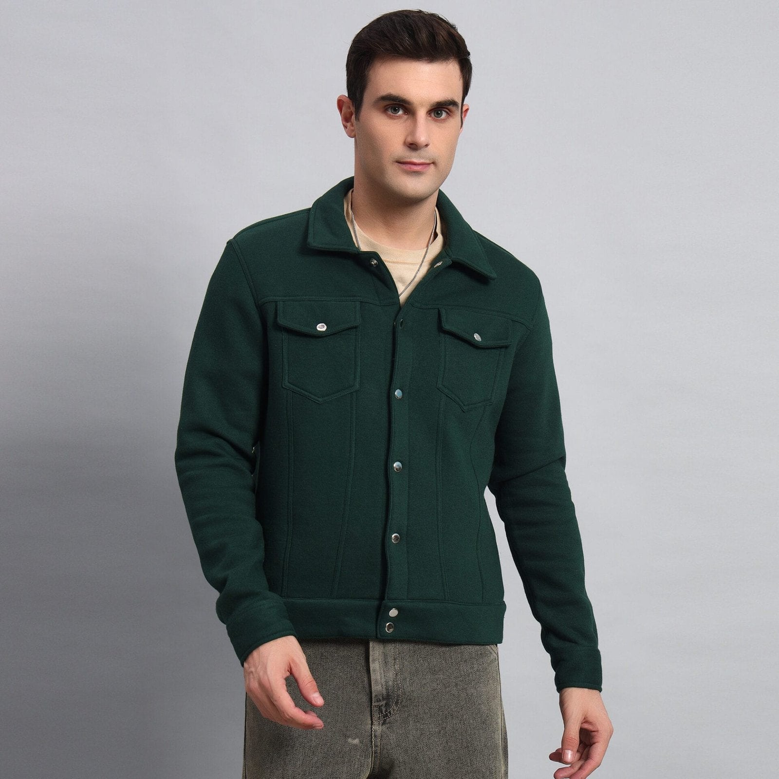 DARK GREEN TRUCKER JACKET