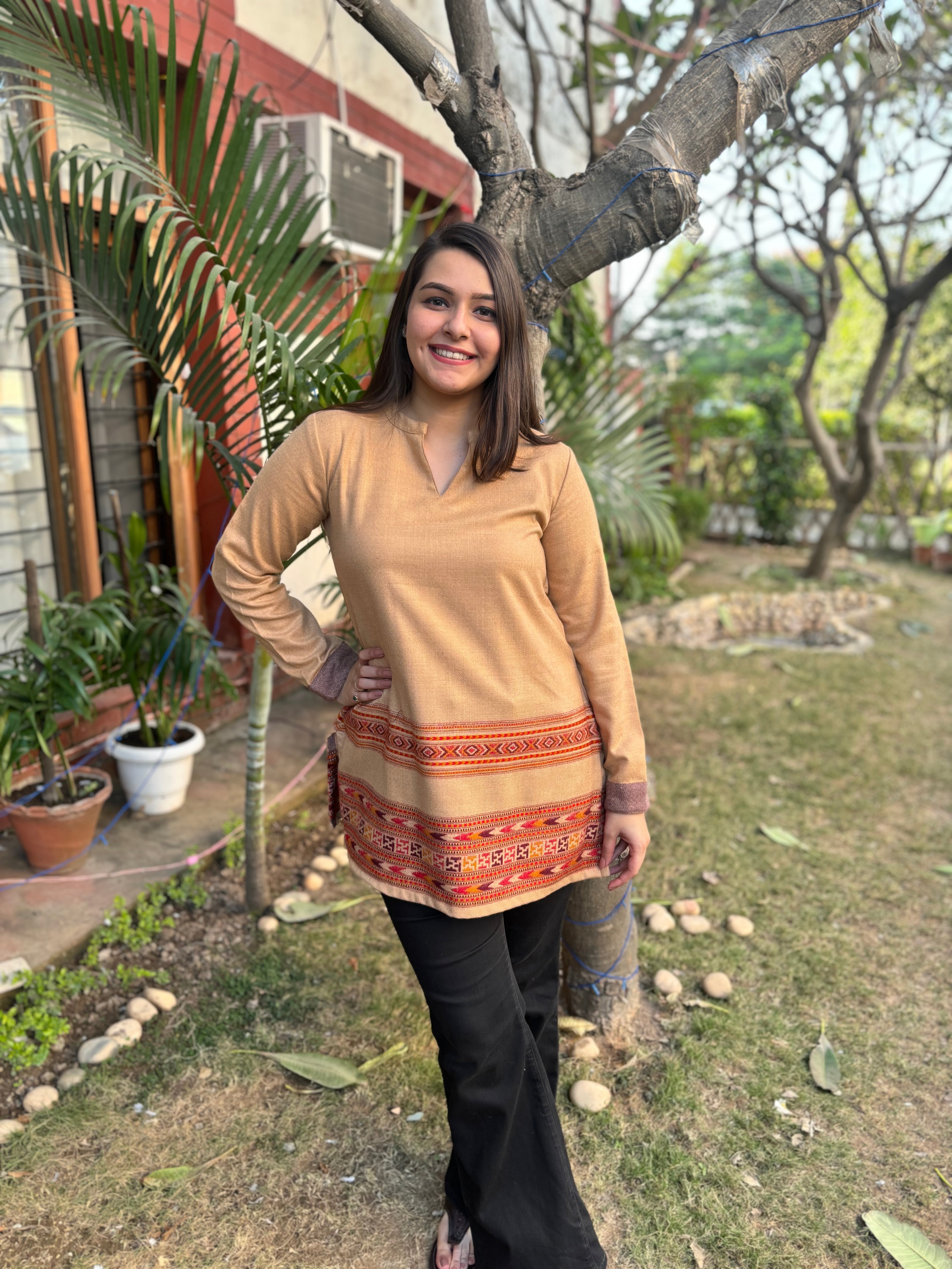 Beige Kullu woollen Kurti