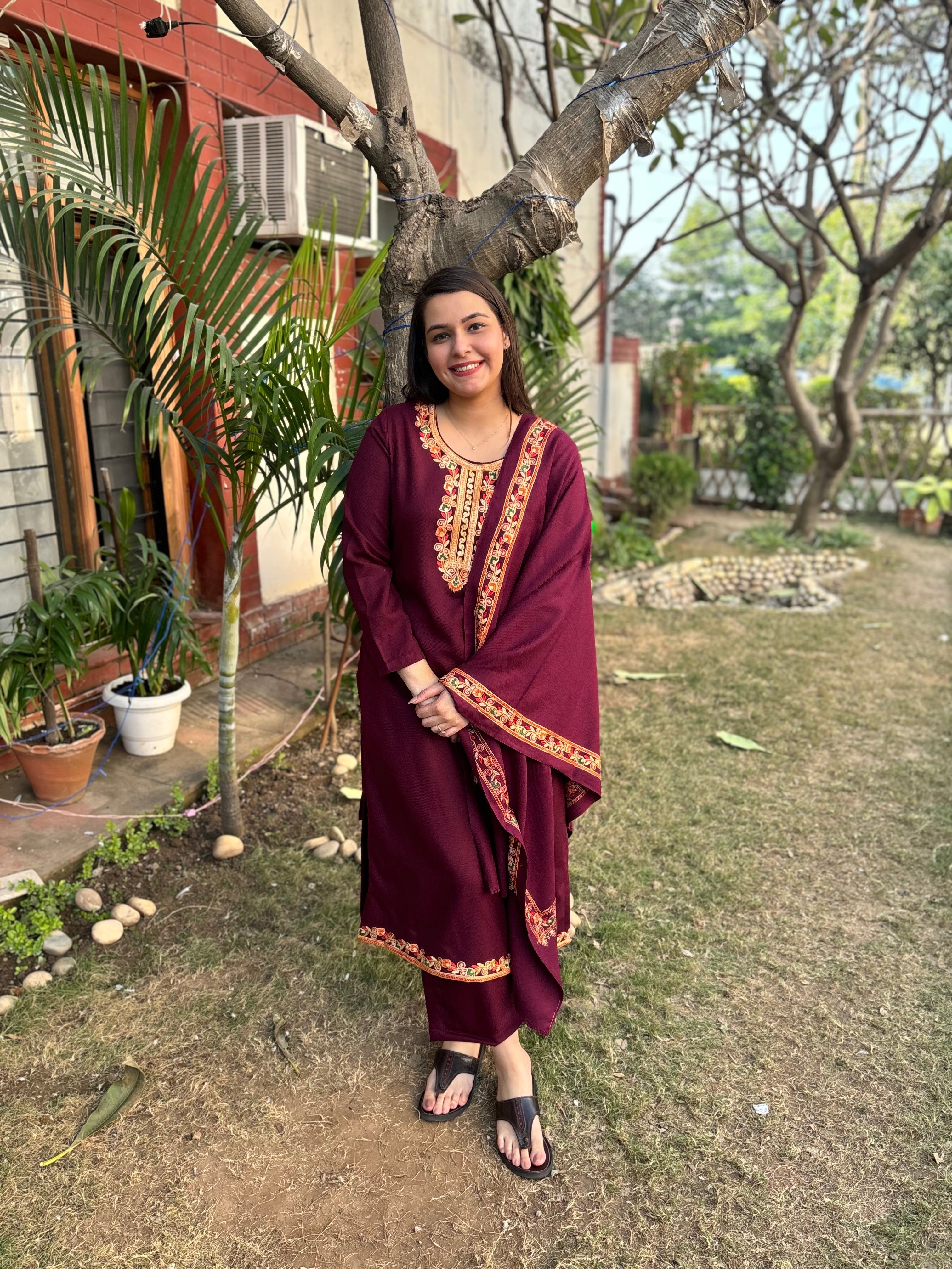 Coca cola embroidered woollen suit set