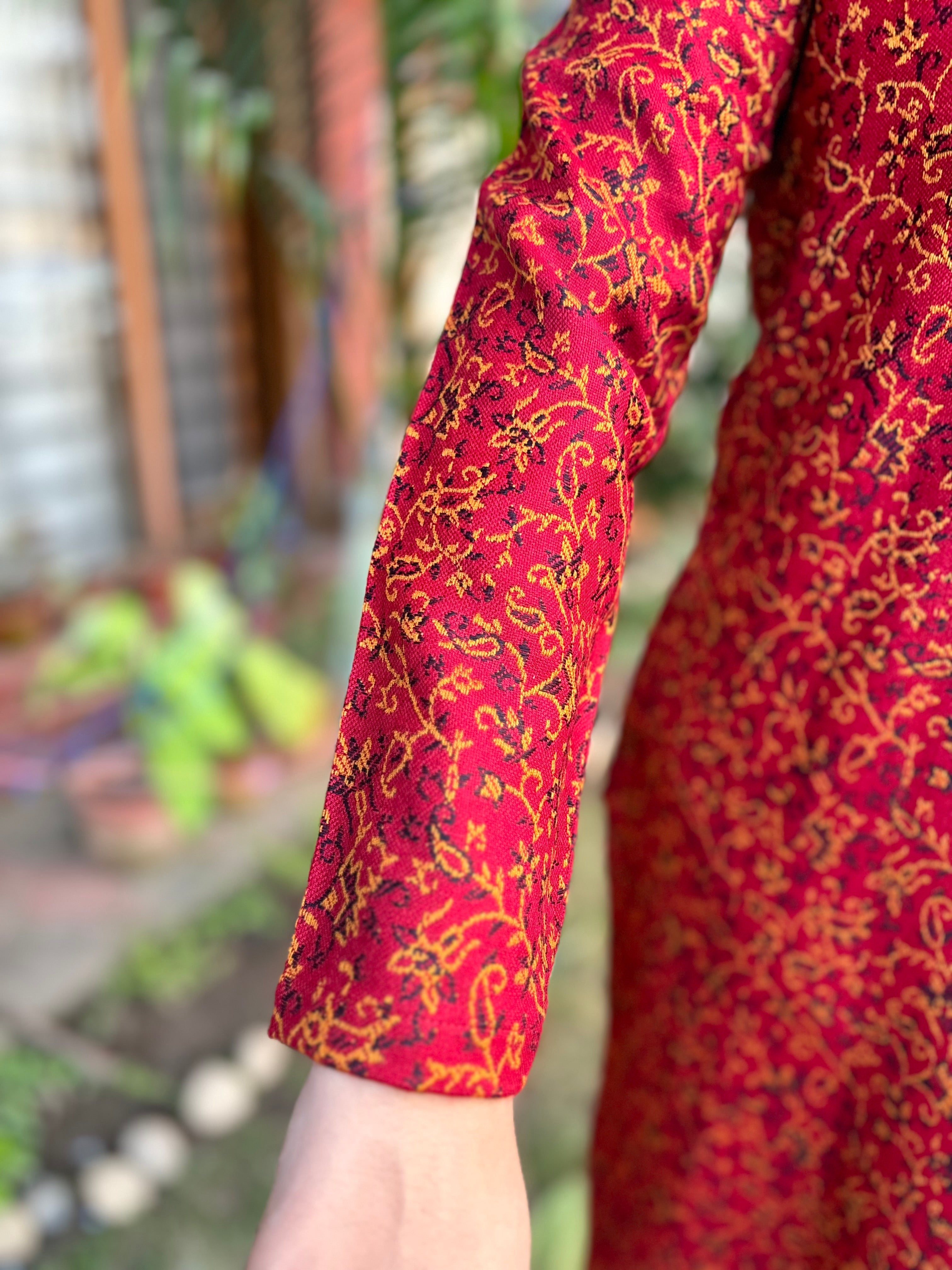 Red Floral woollen Kurta