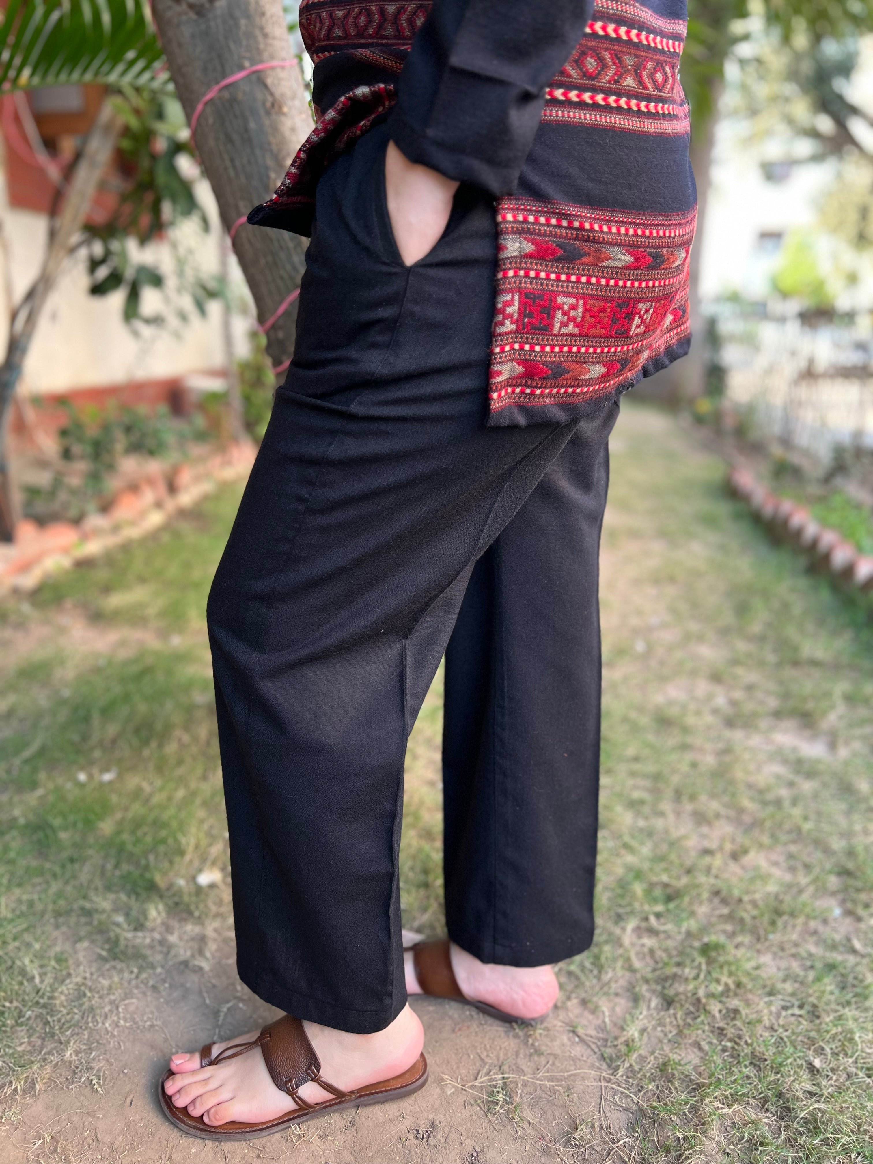 Black woollen palazzo