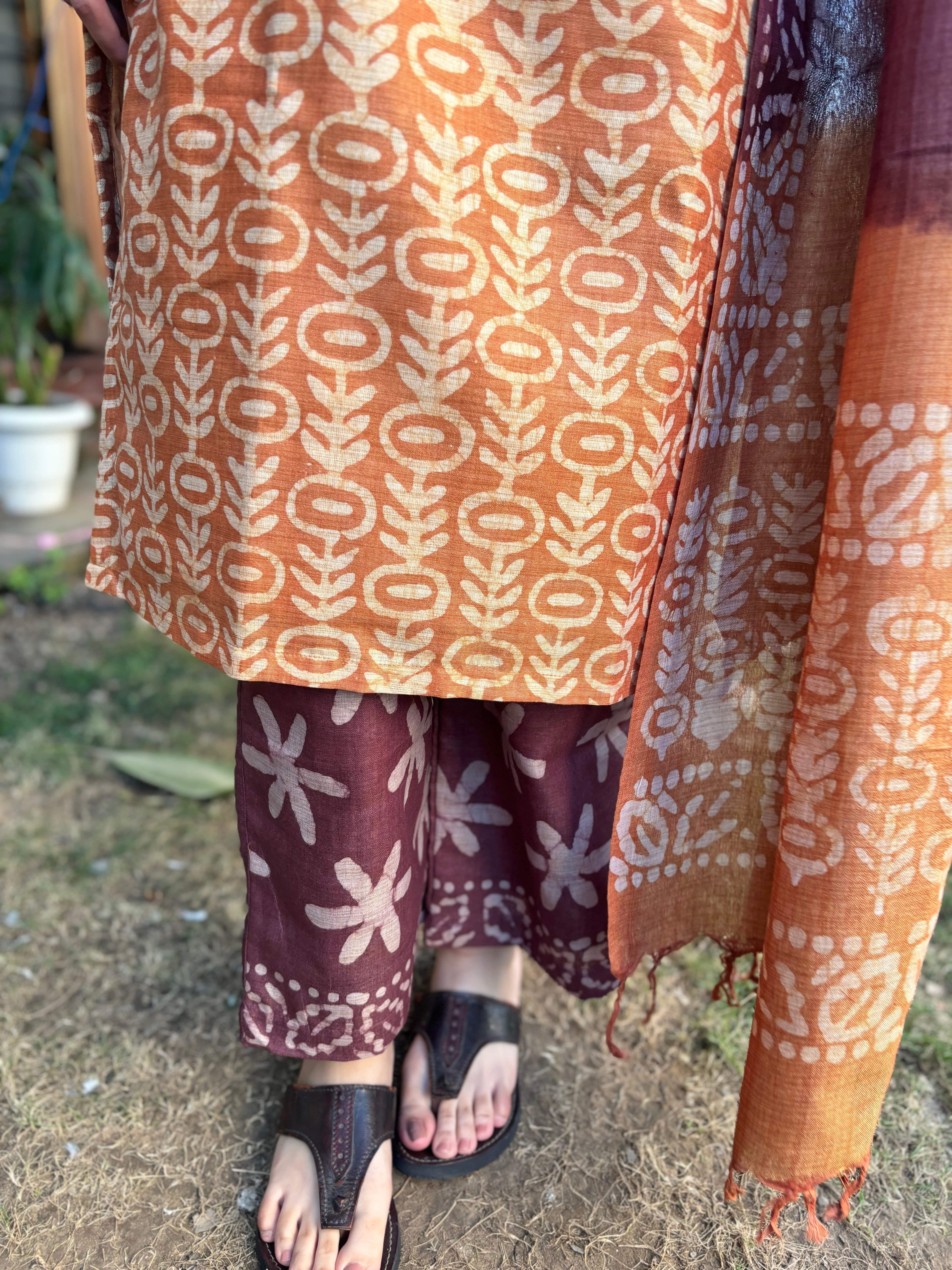 Mustard Tussar Silk suit set