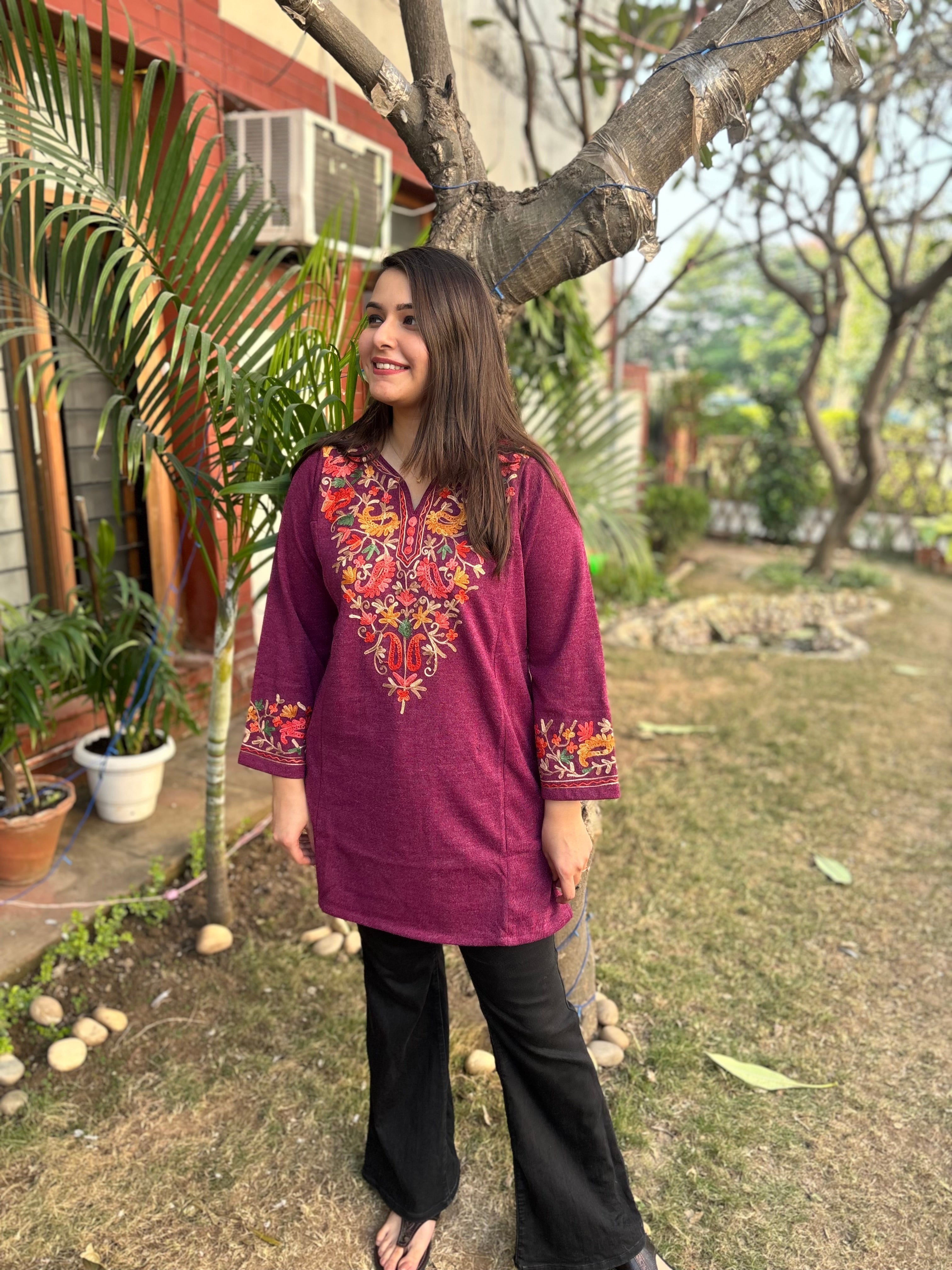 Wine Phiran style Short kurti