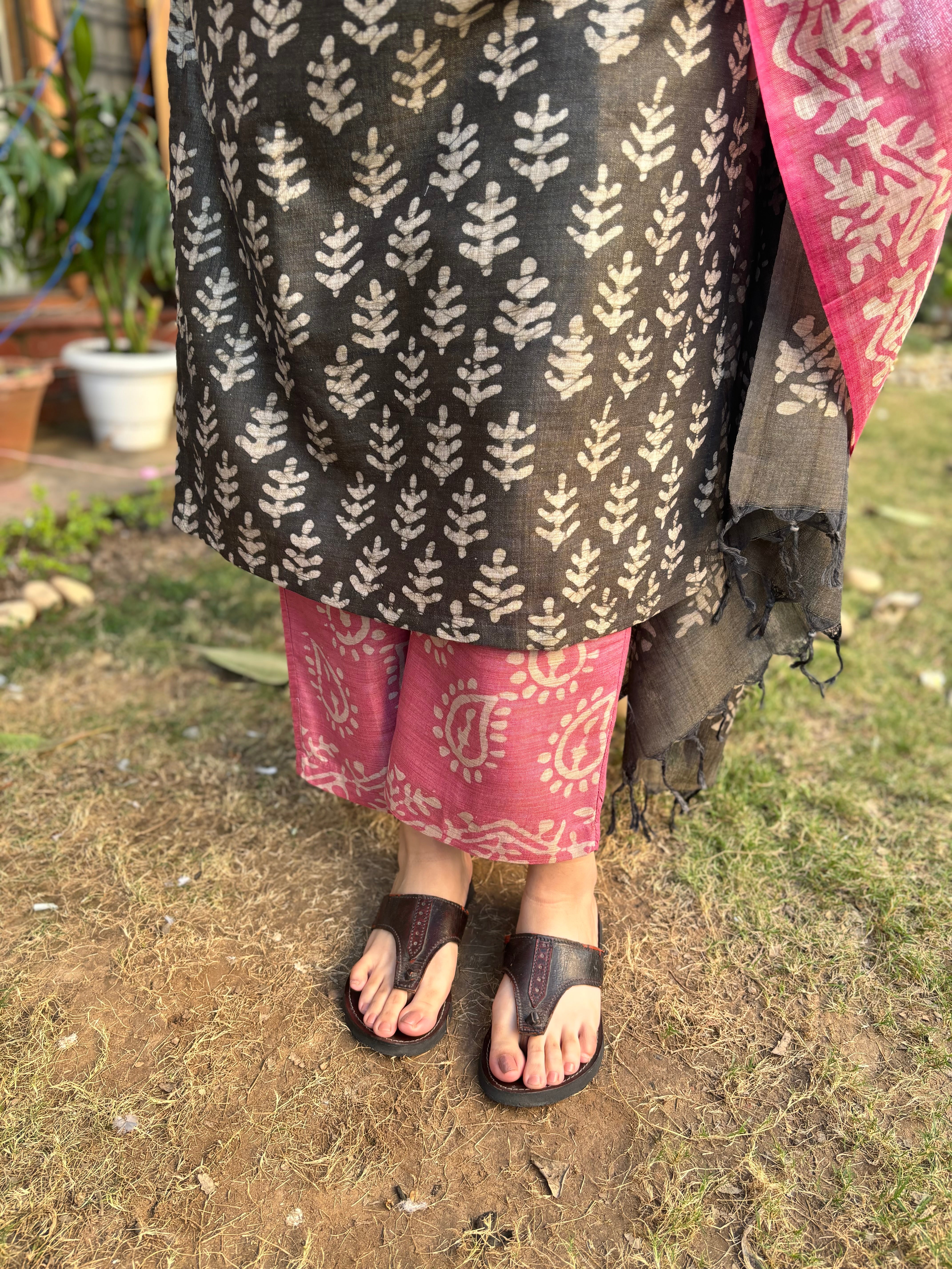 Grey Tussar Silk suit set