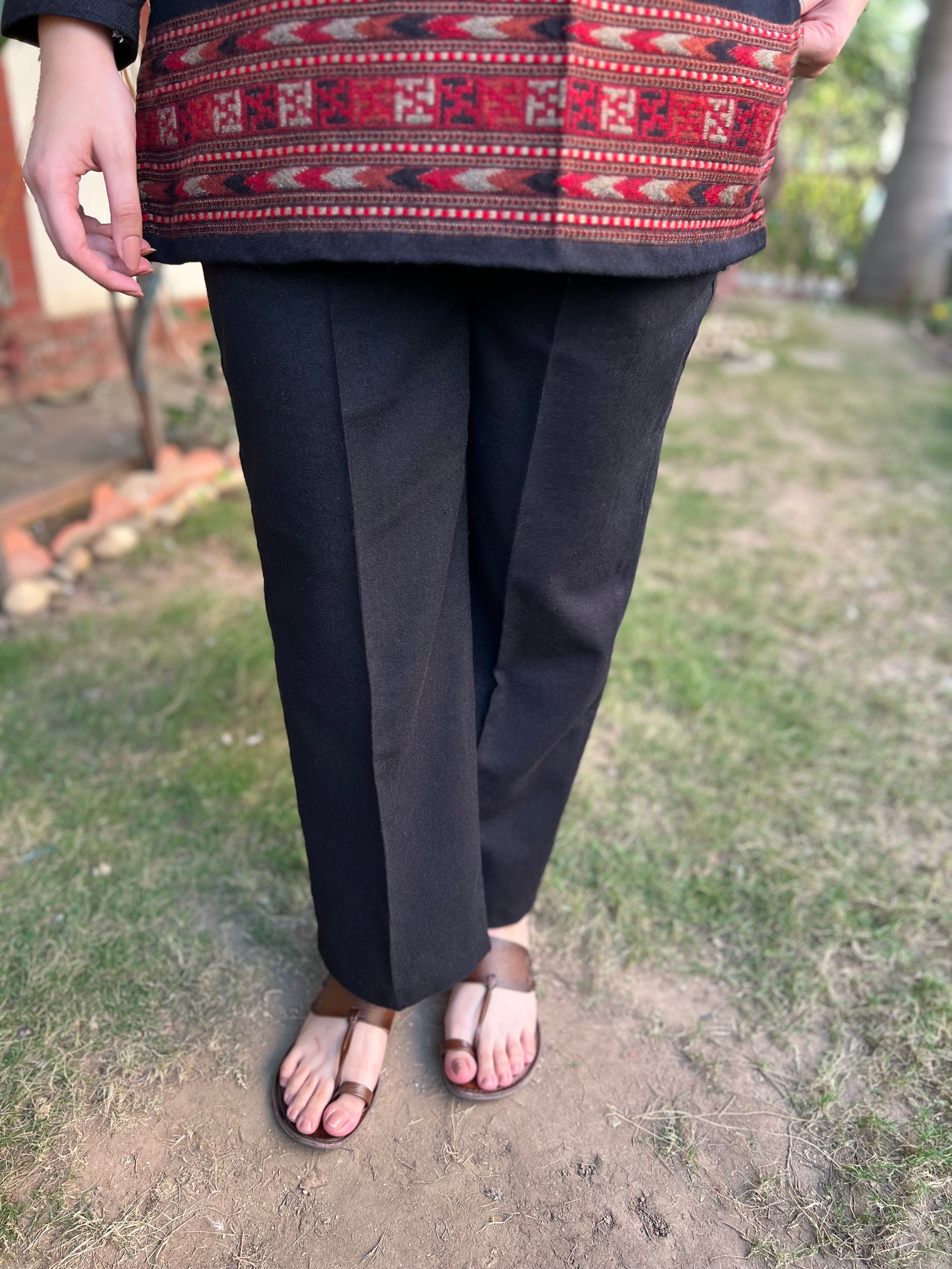 Black woollen palazzo