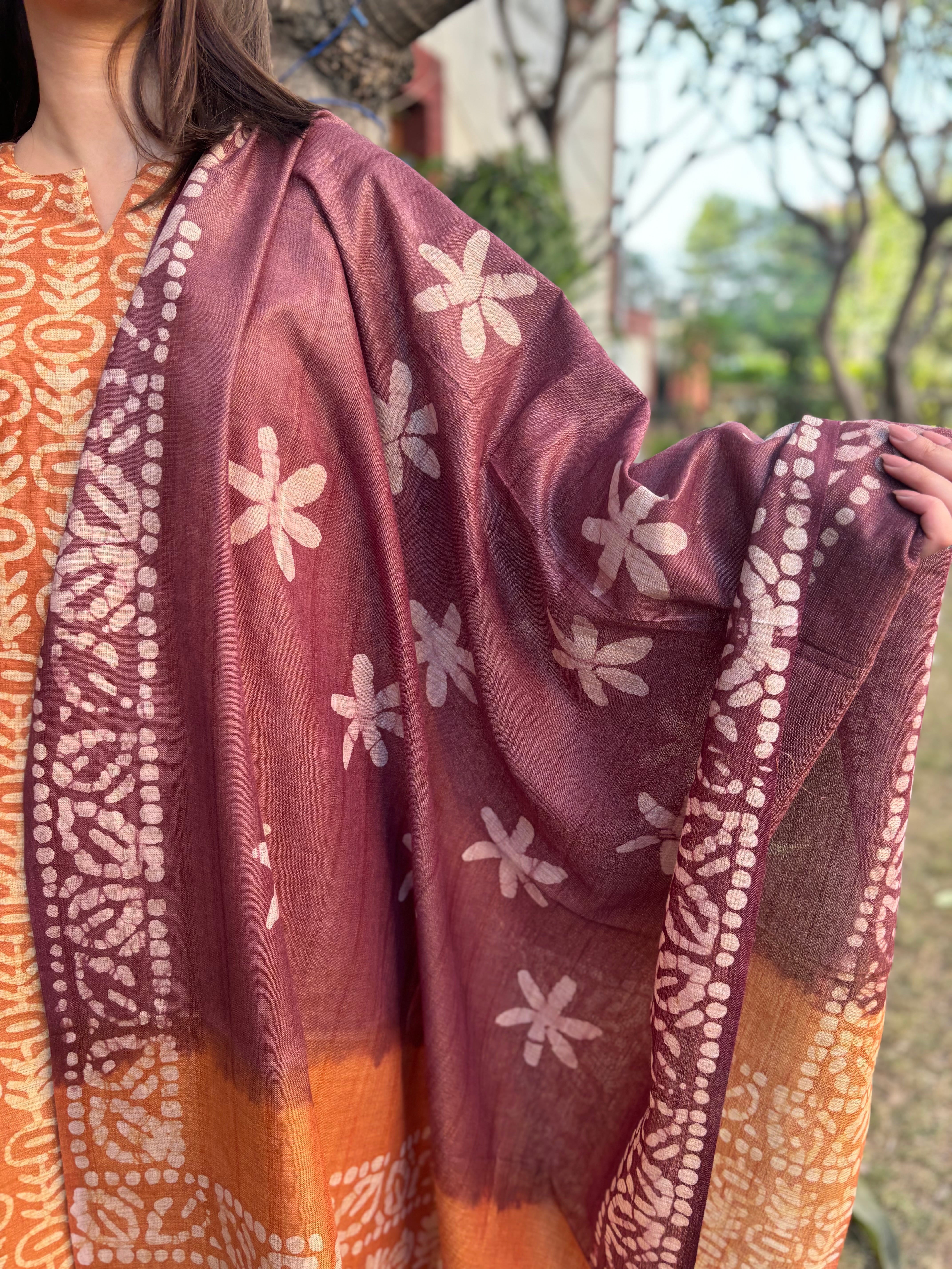 Mustard Tussar Silk suit set