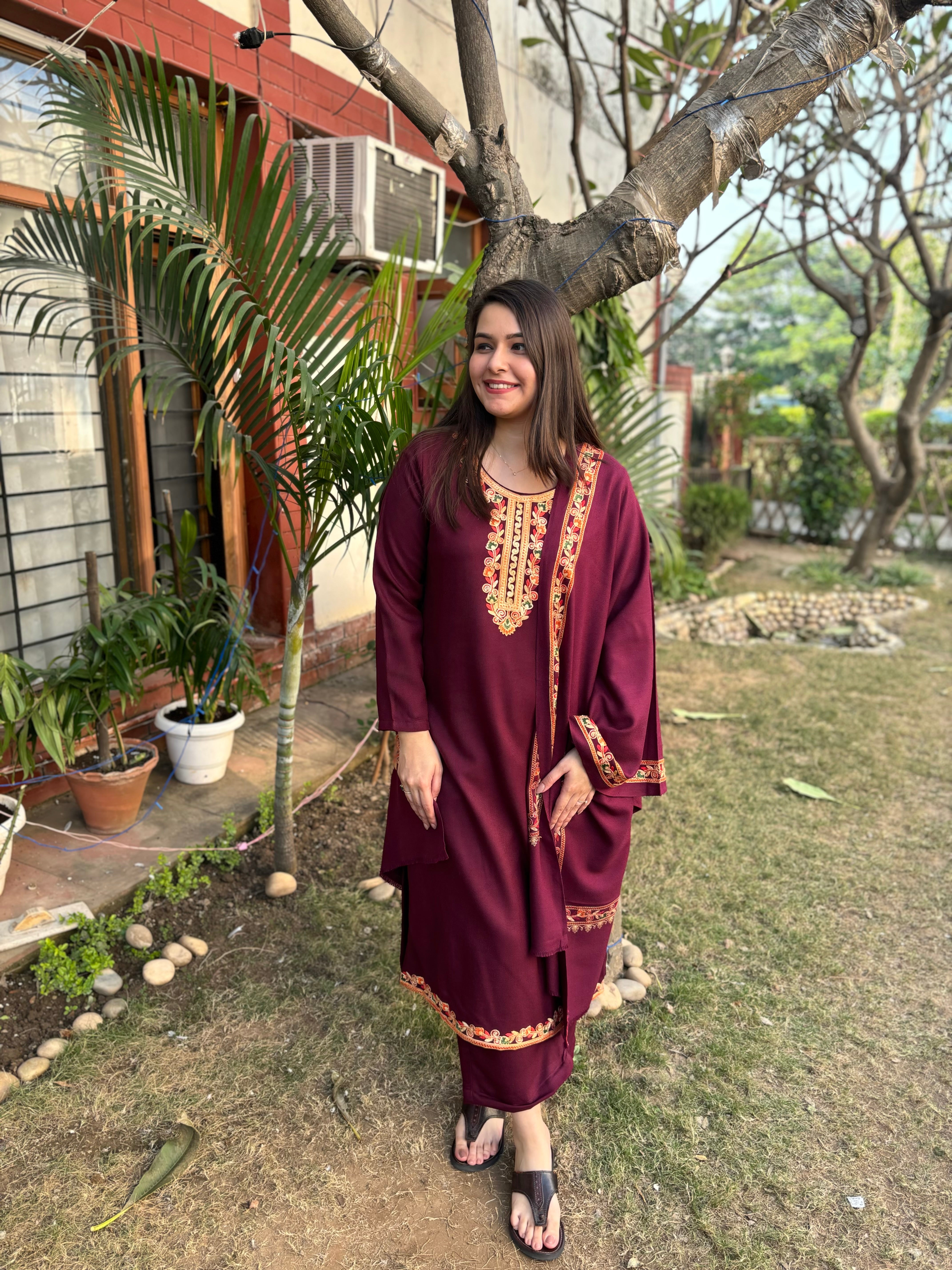 Coca cola embroidered woollen suit set