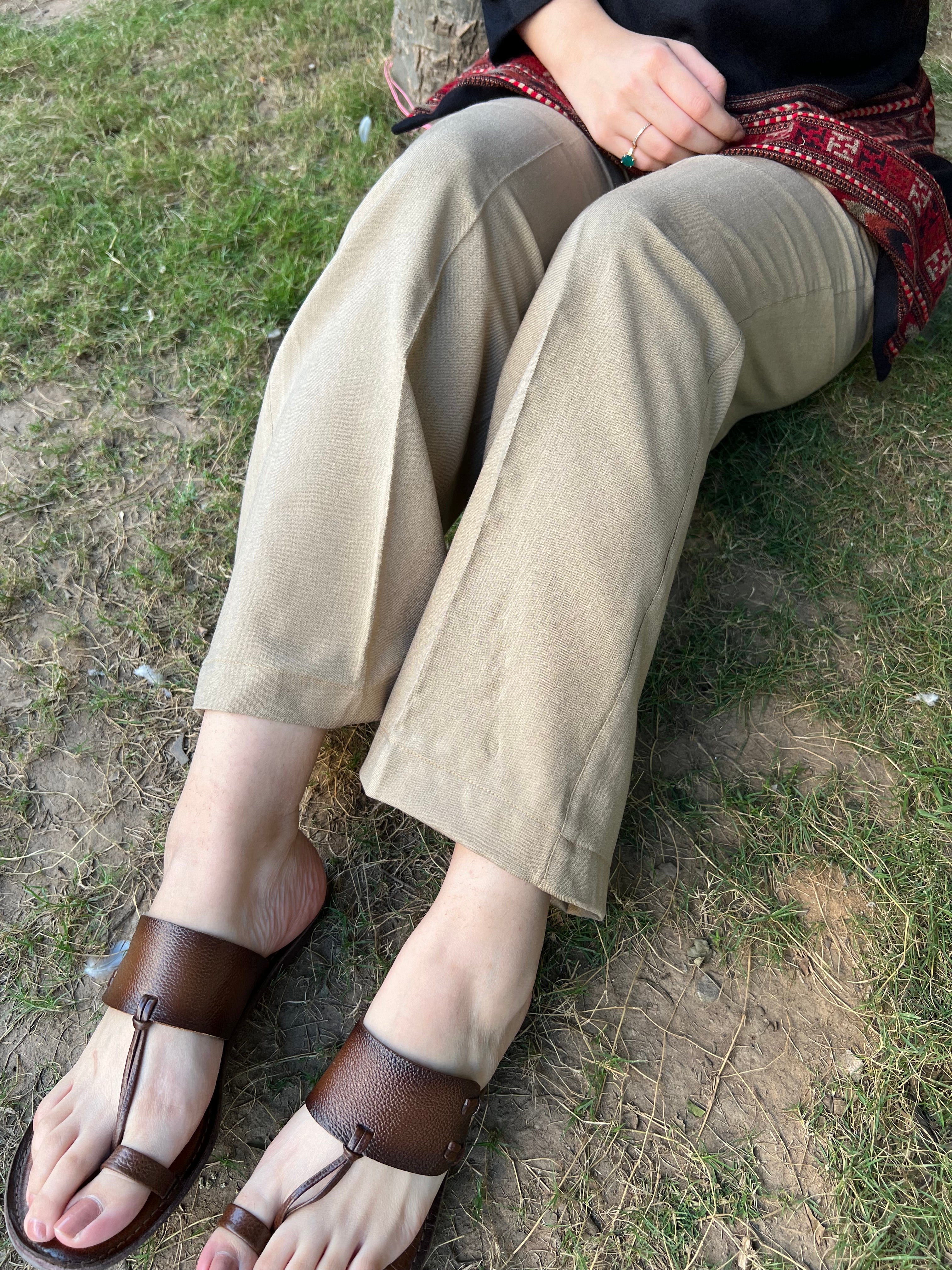 Beige woollen palazzo