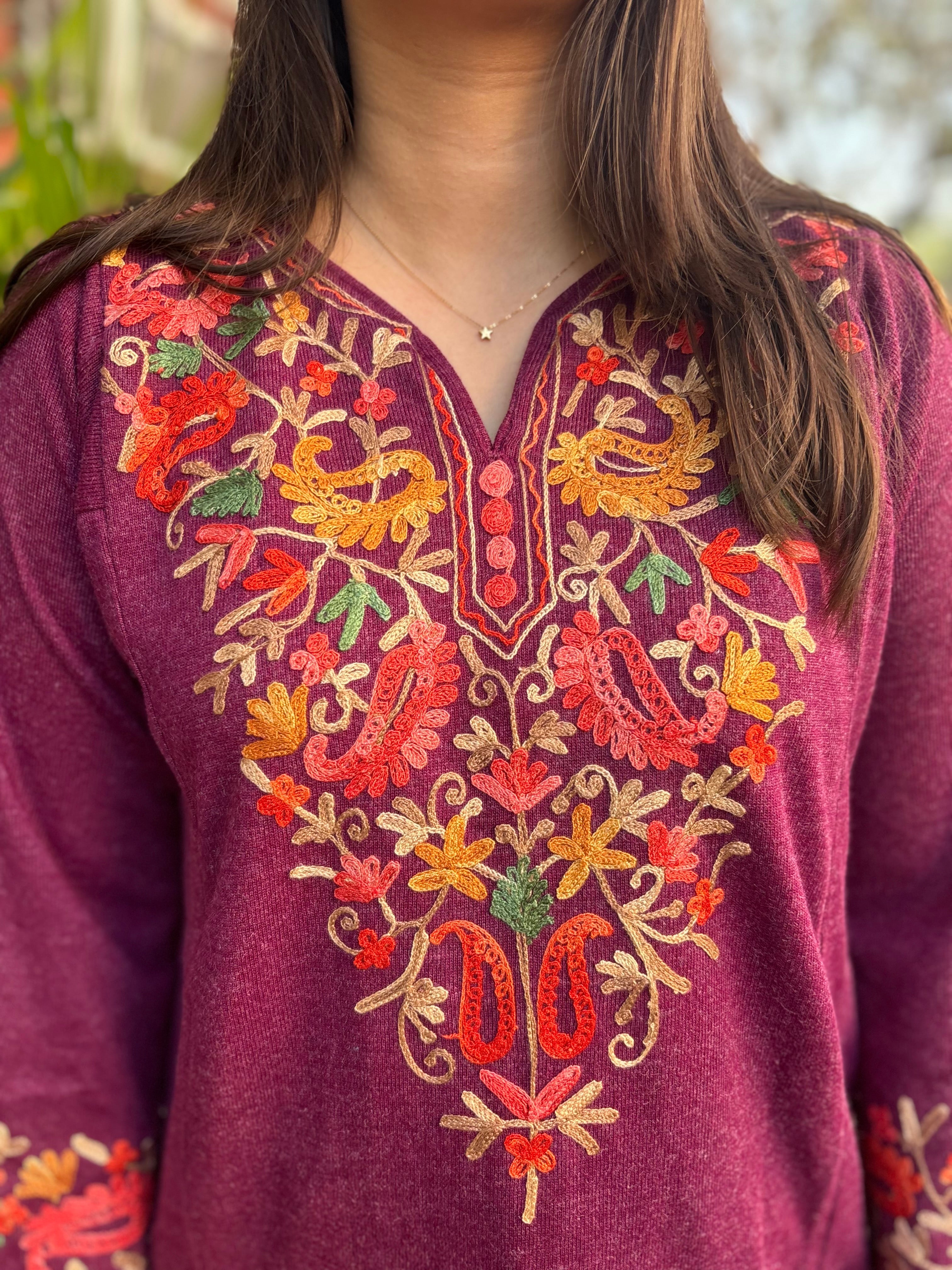 Wine Phiran style Short kurti