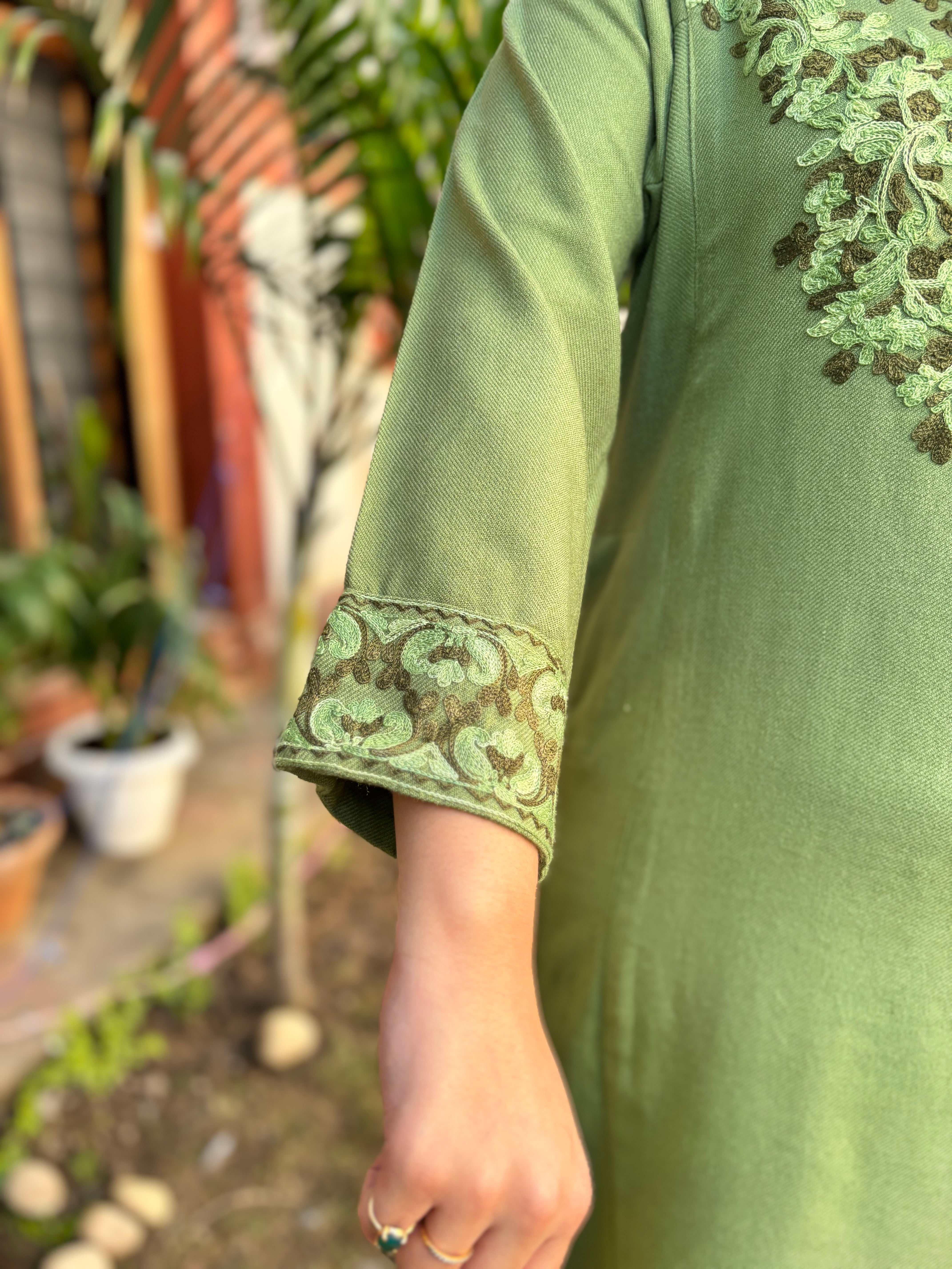 Pista green woollen coord set