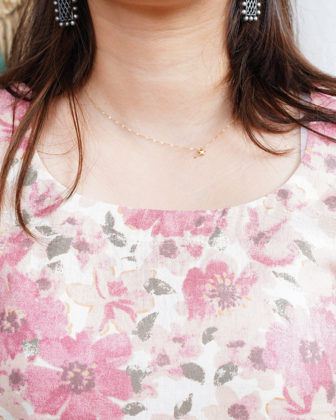 Pink floral kurta duppata set