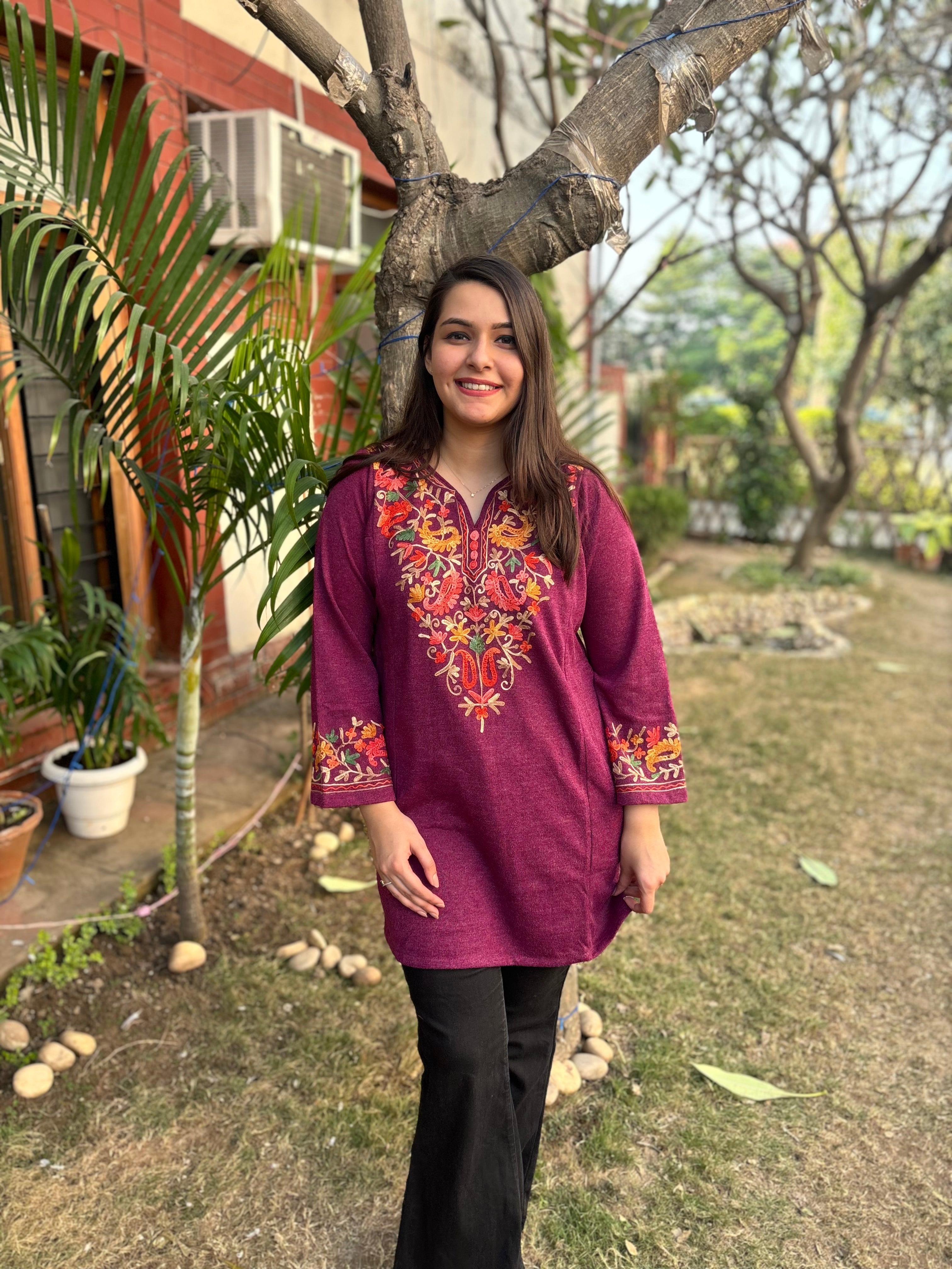 Wine Phiran style Short kurti