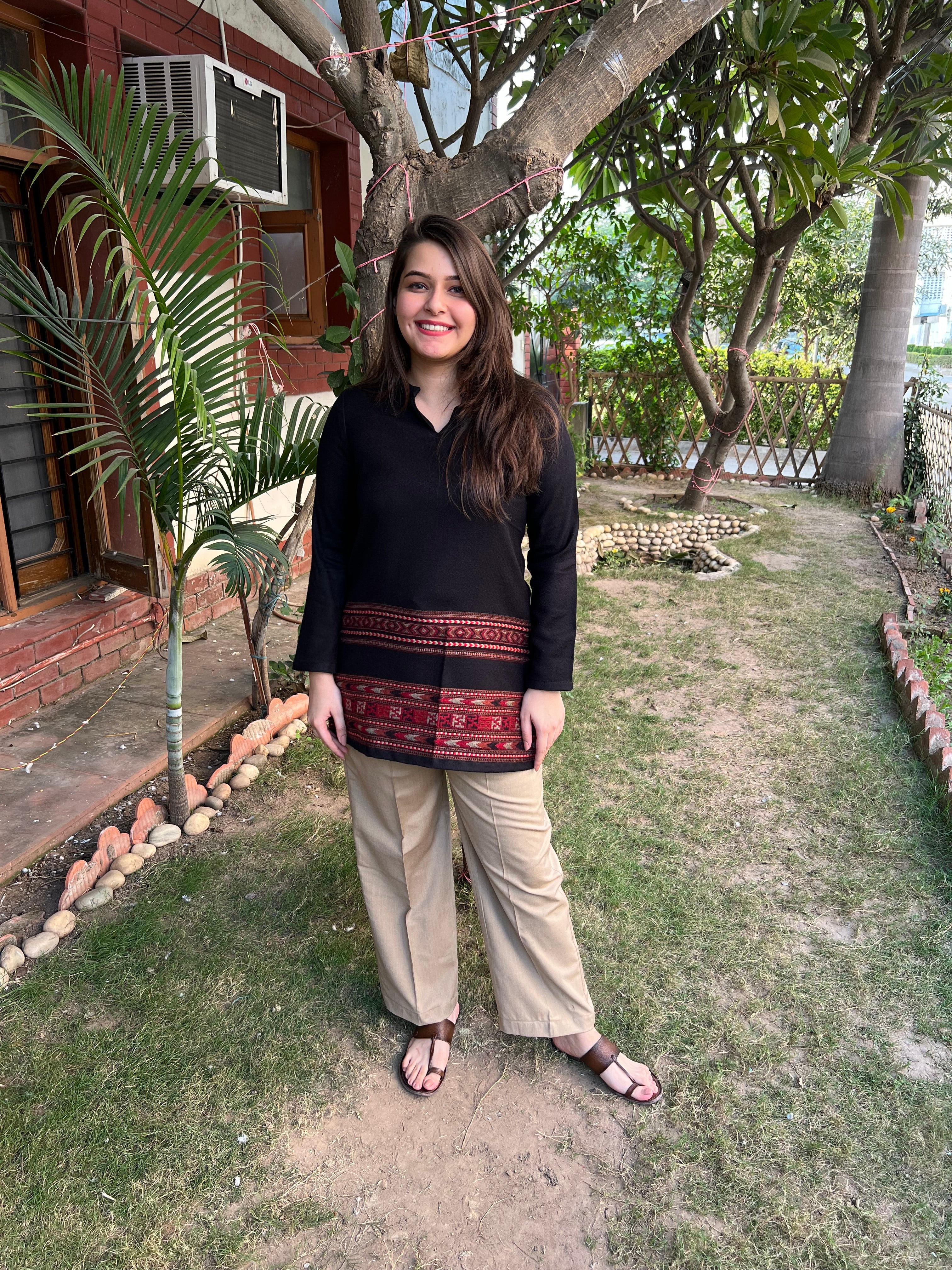 Beige woollen palazzo