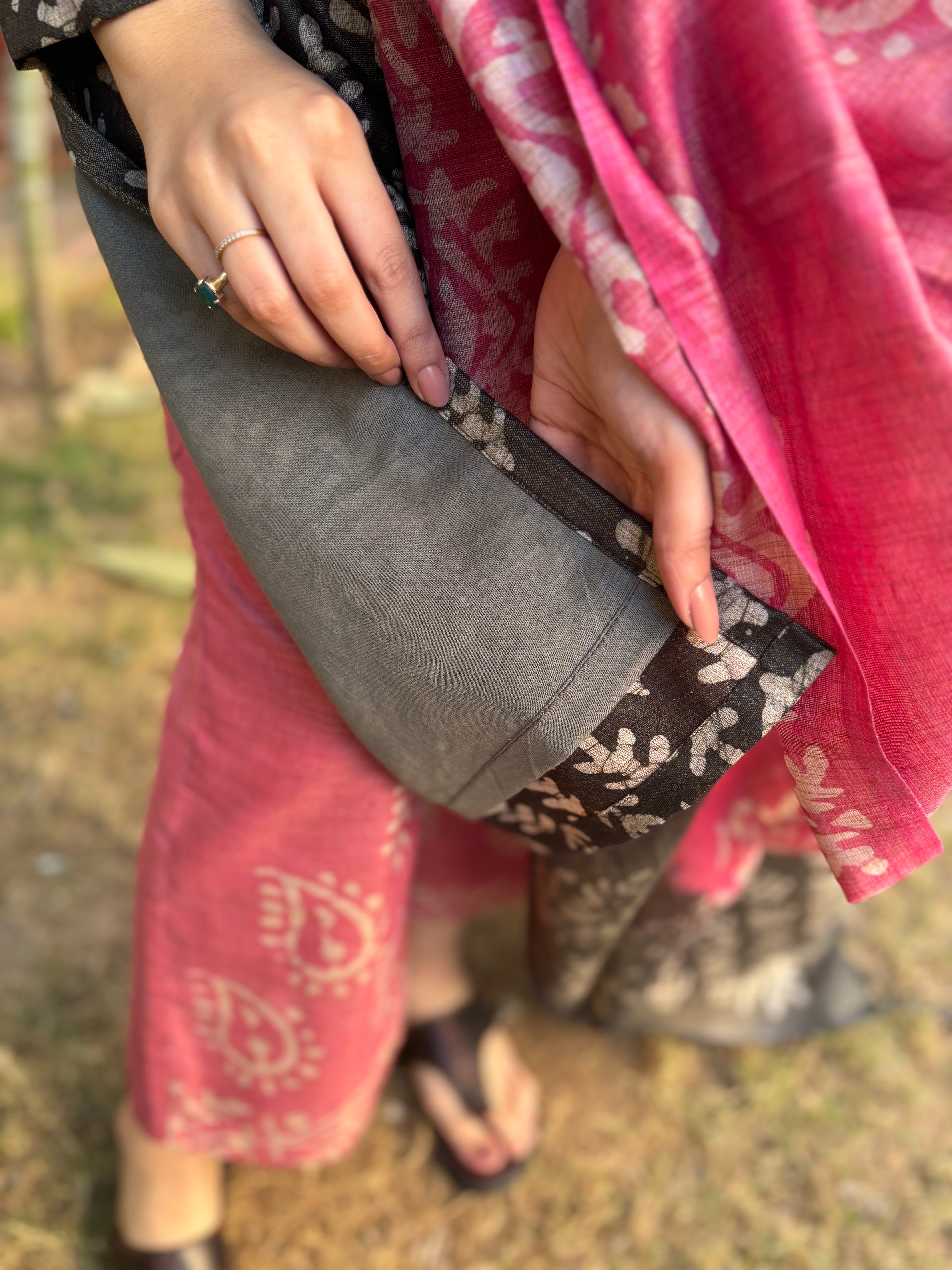 Grey Tussar Silk suit set