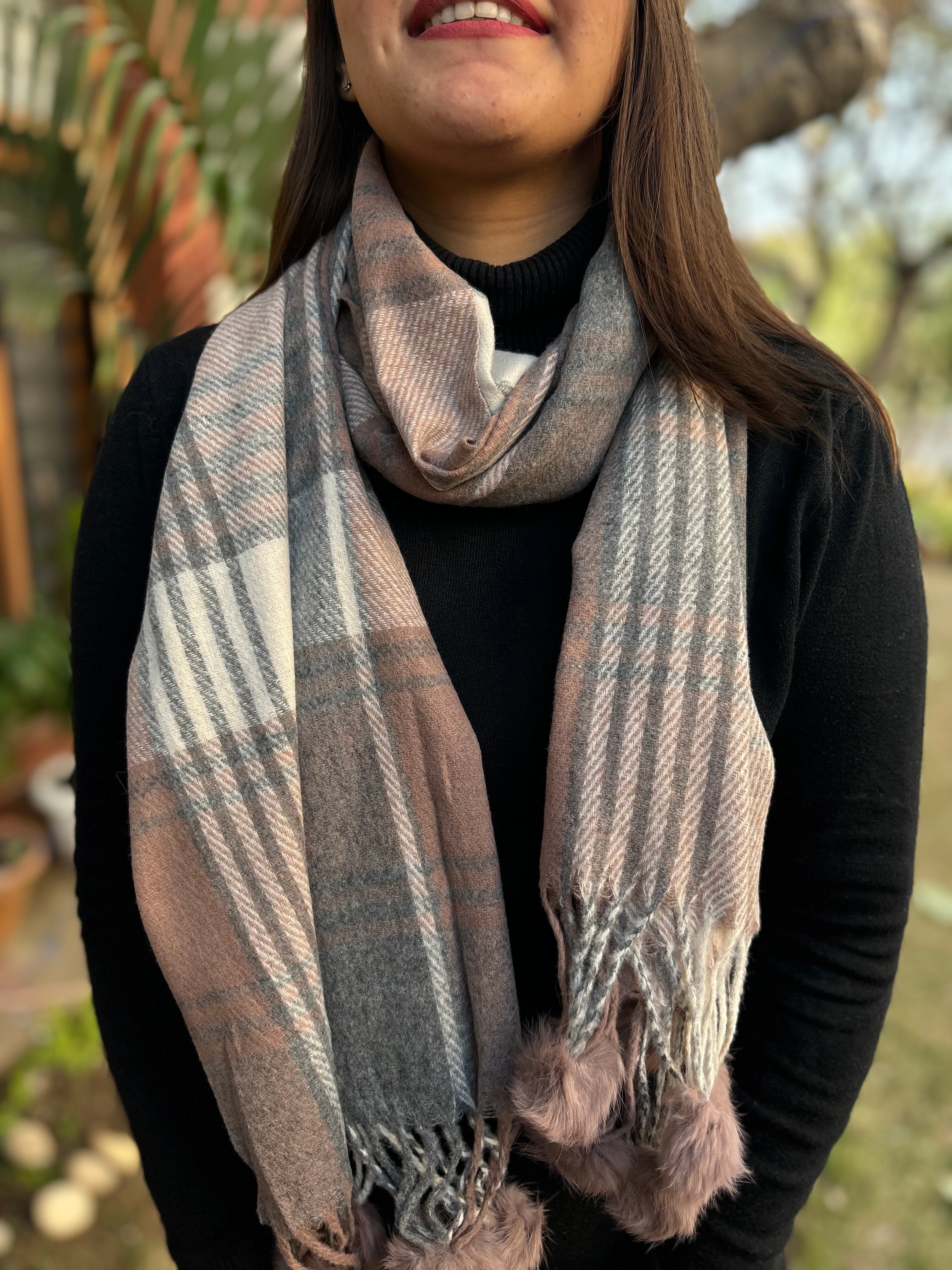 Onion pink checks Muffler