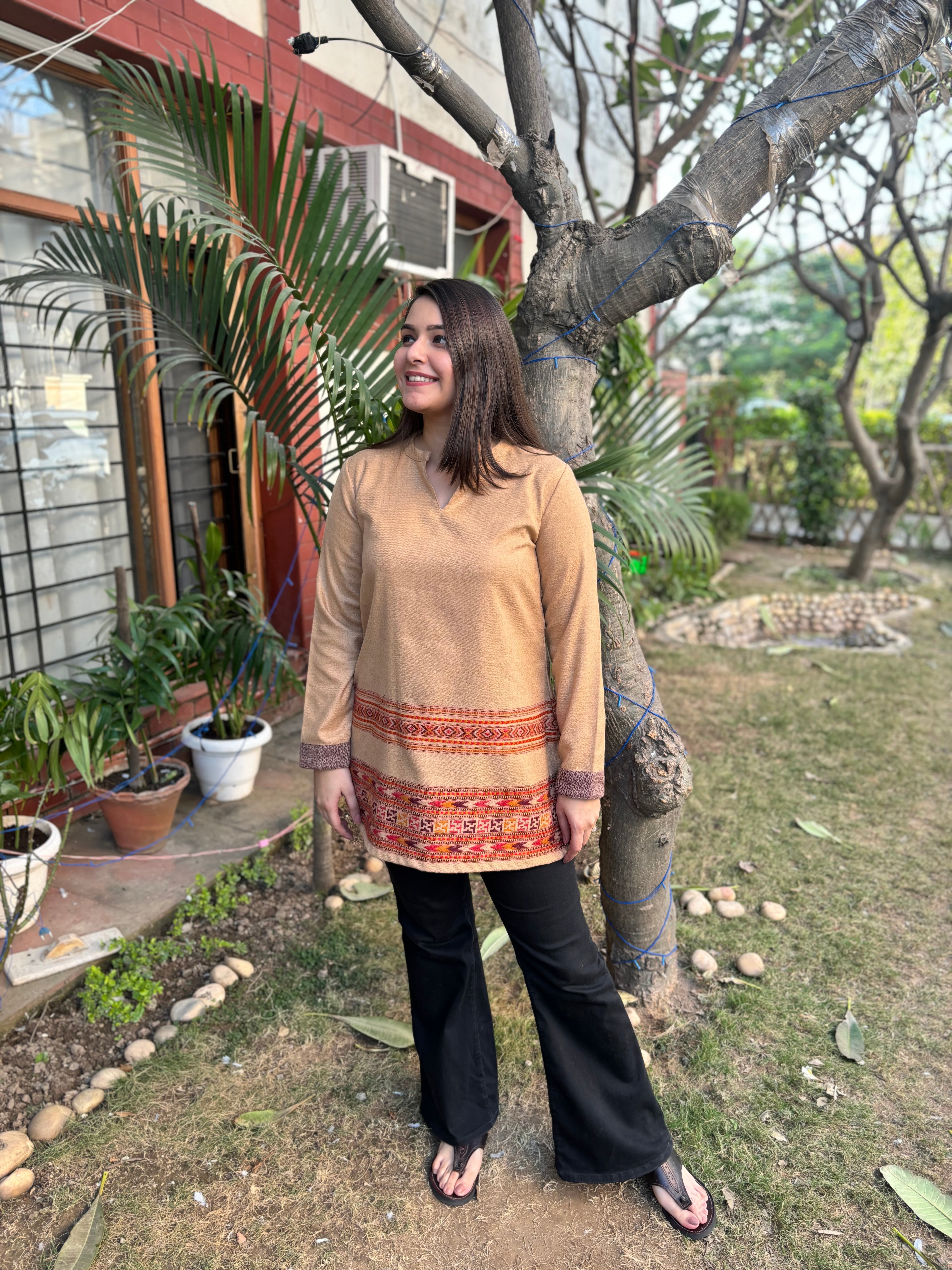 Beige Kullu woollen Kurti