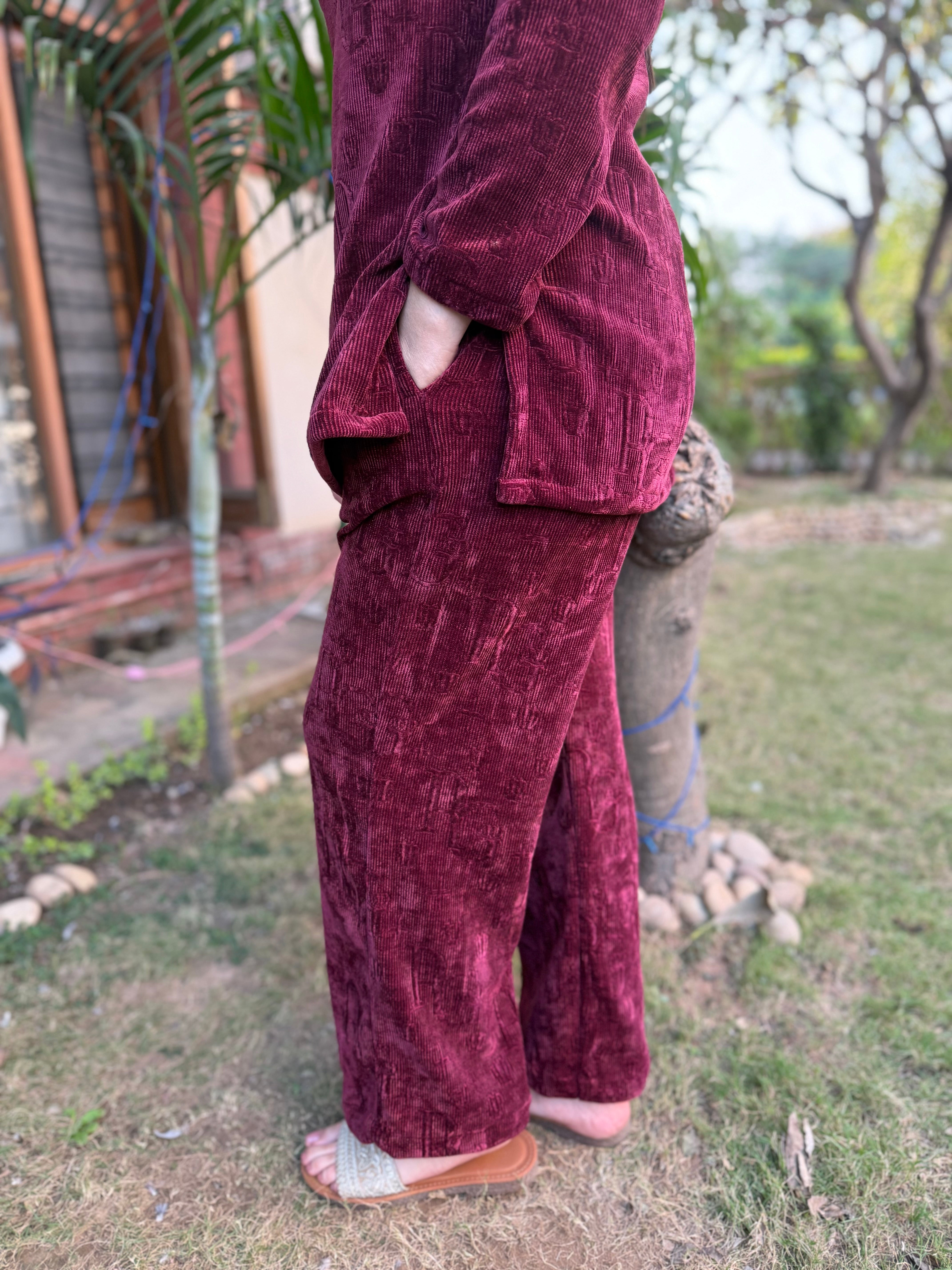 Wine Imported woollen coord set