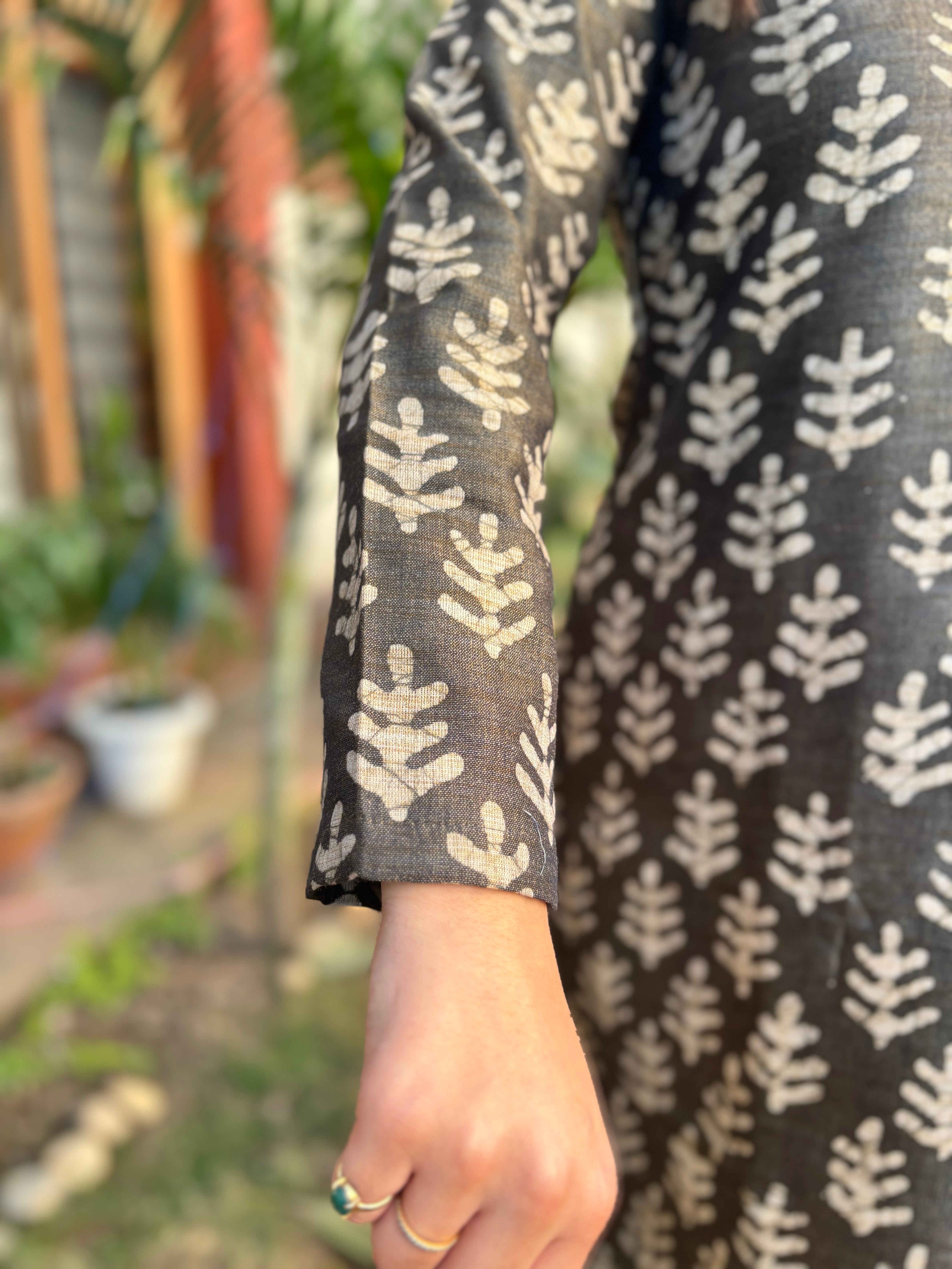 Grey Tussar Silk suit set