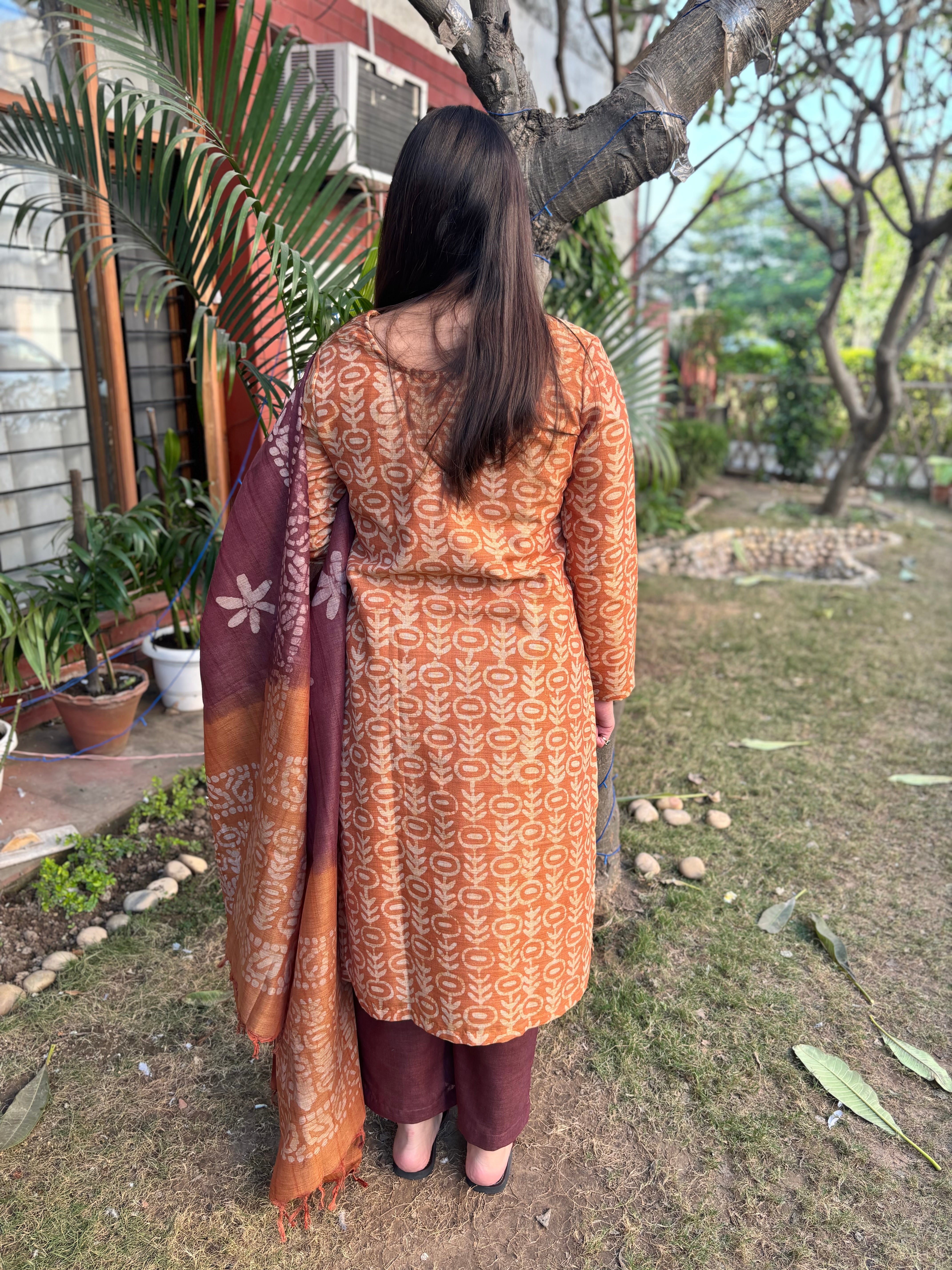 Mustard Tussar Silk suit set