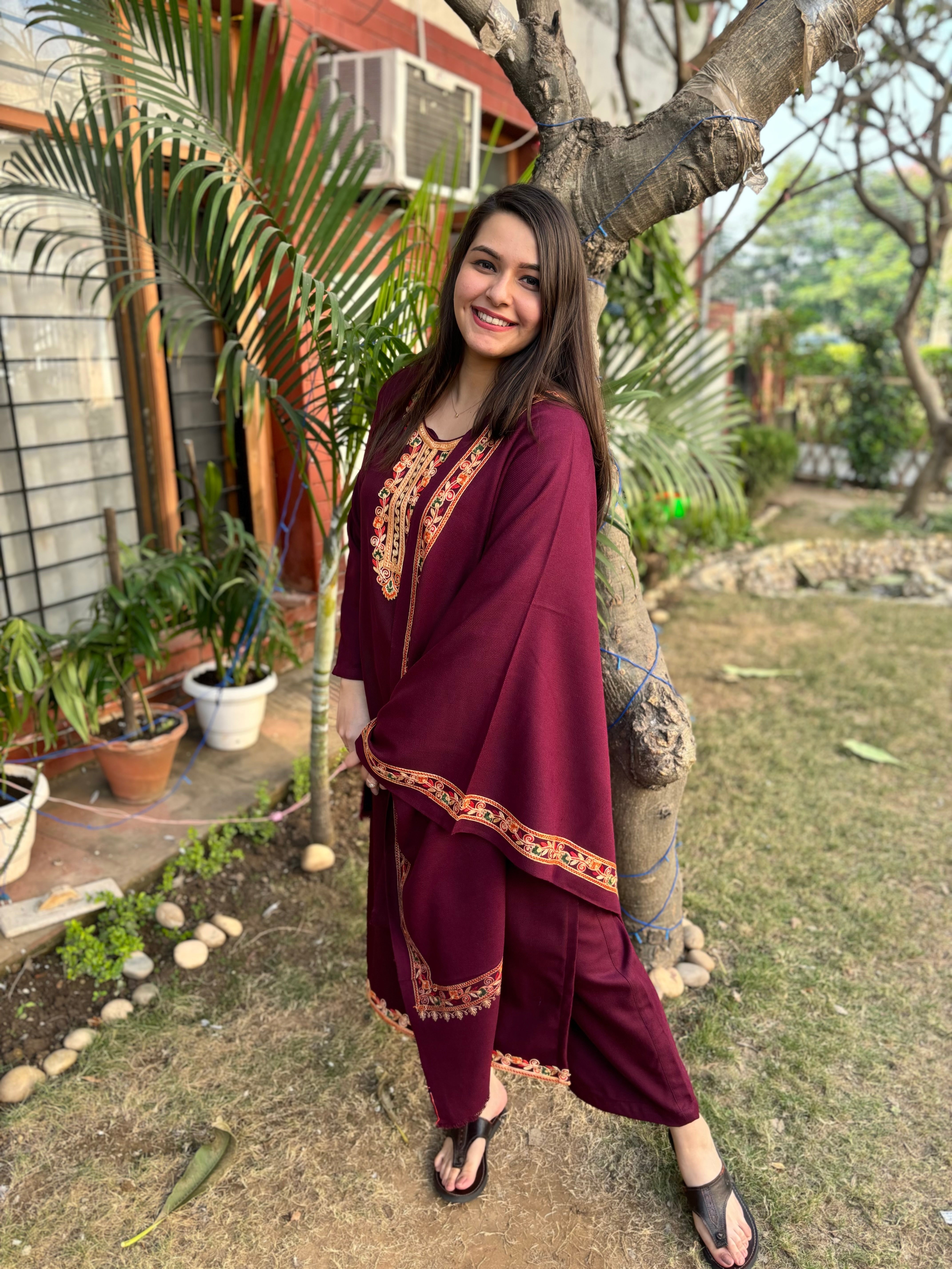 Coca cola embroidered woollen suit set