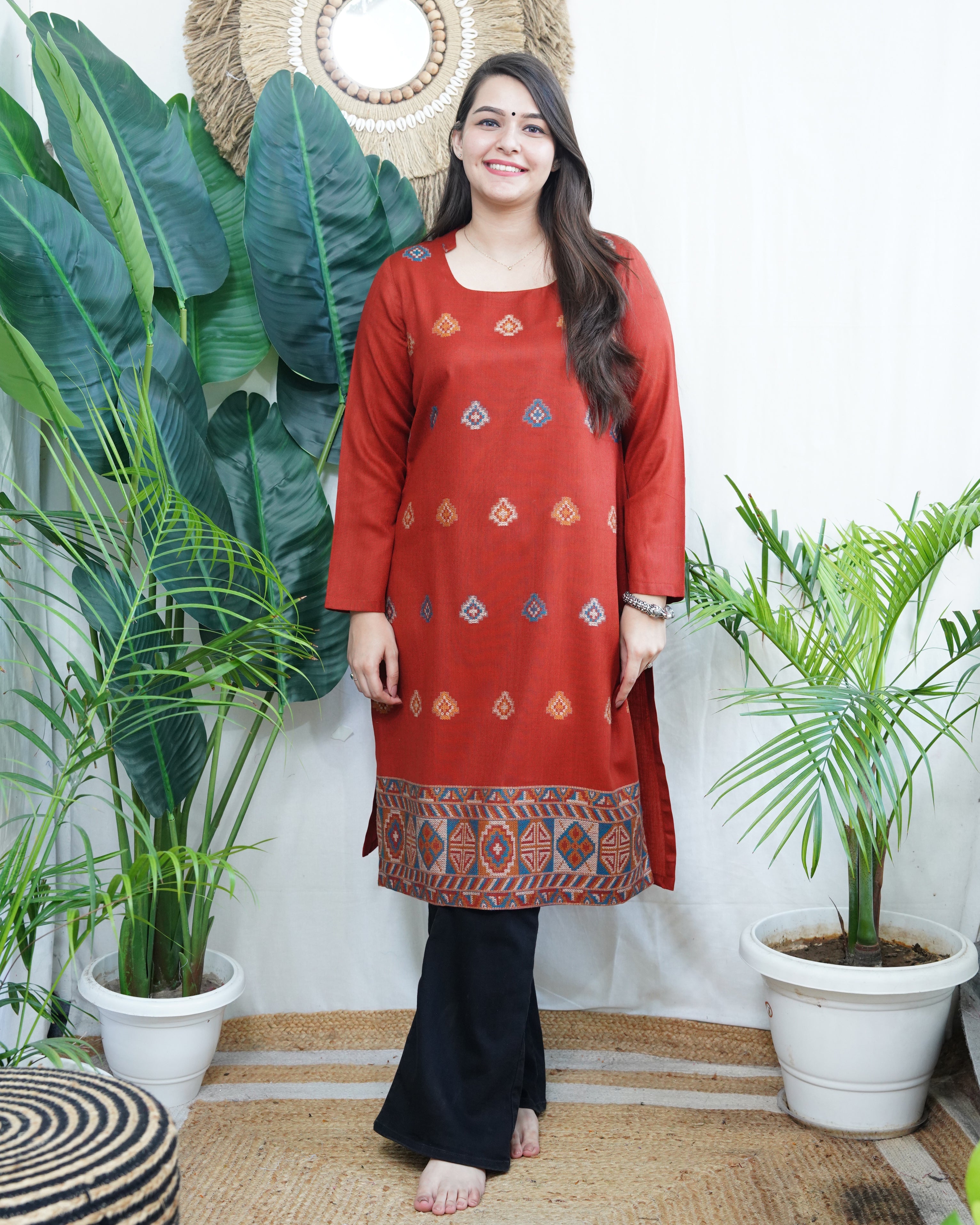 Rust Kullu Woollen kurta