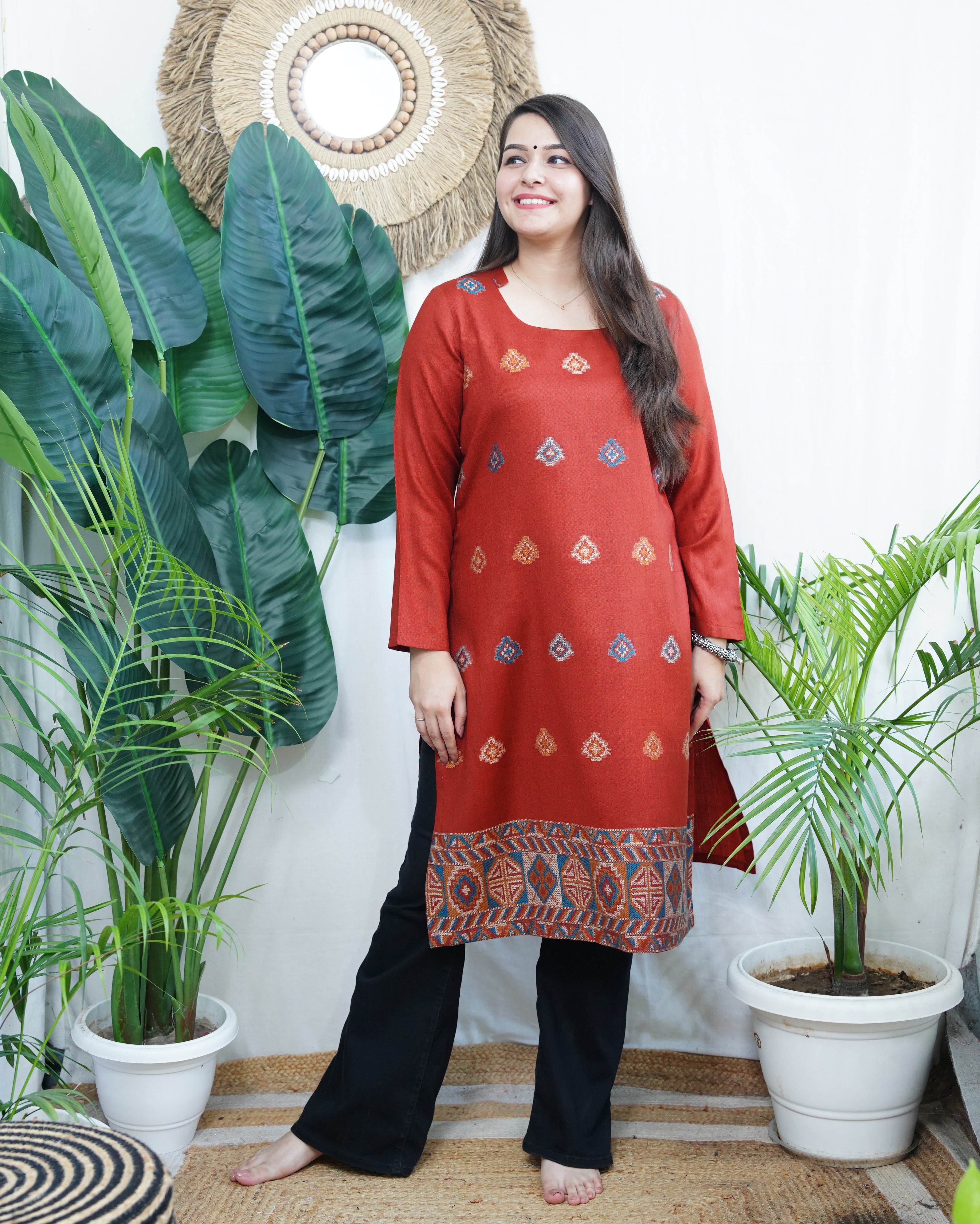 Rust Kullu Woollen kurta