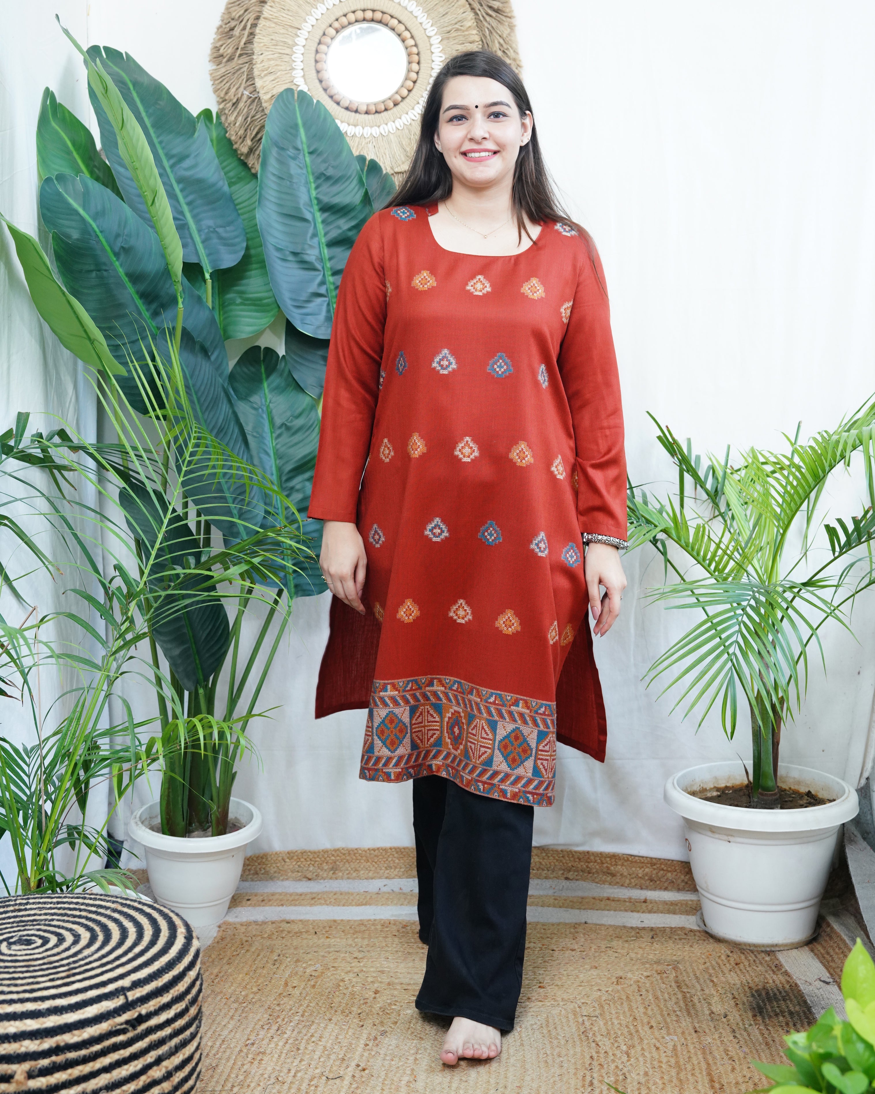 Rust Kullu Woollen kurta