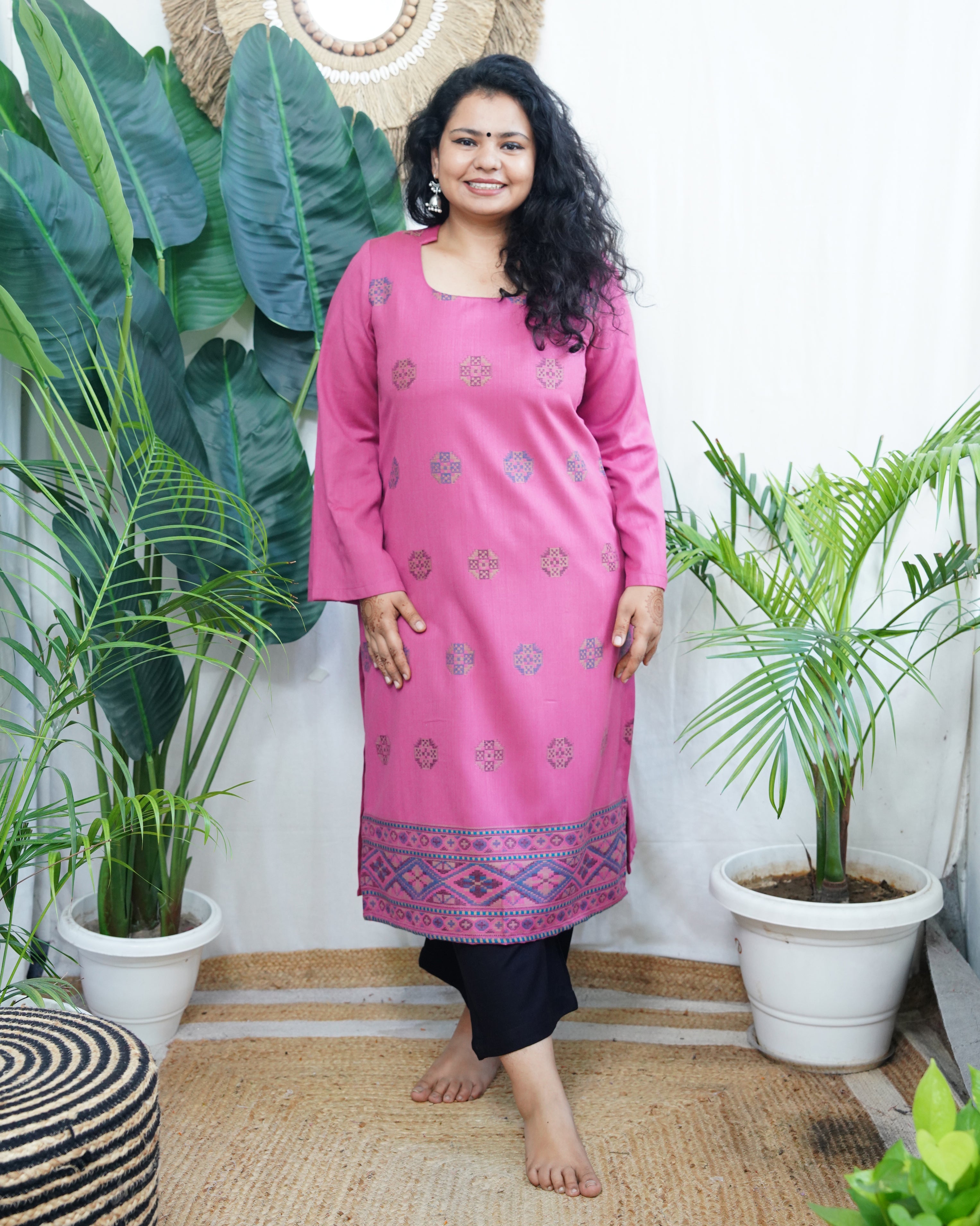 Pink Kullu Woollen kurta
