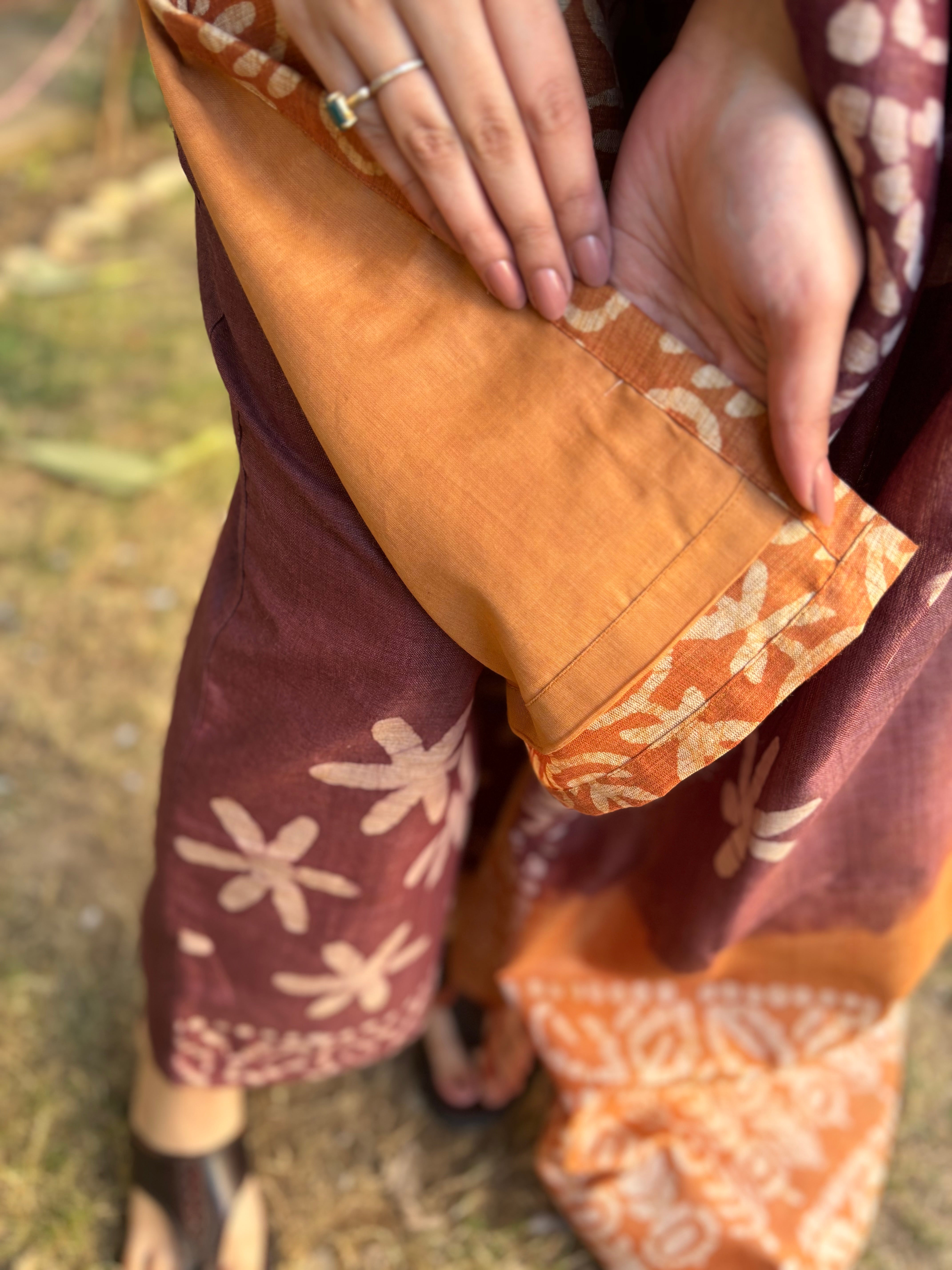 Mustard Tussar Silk suit set