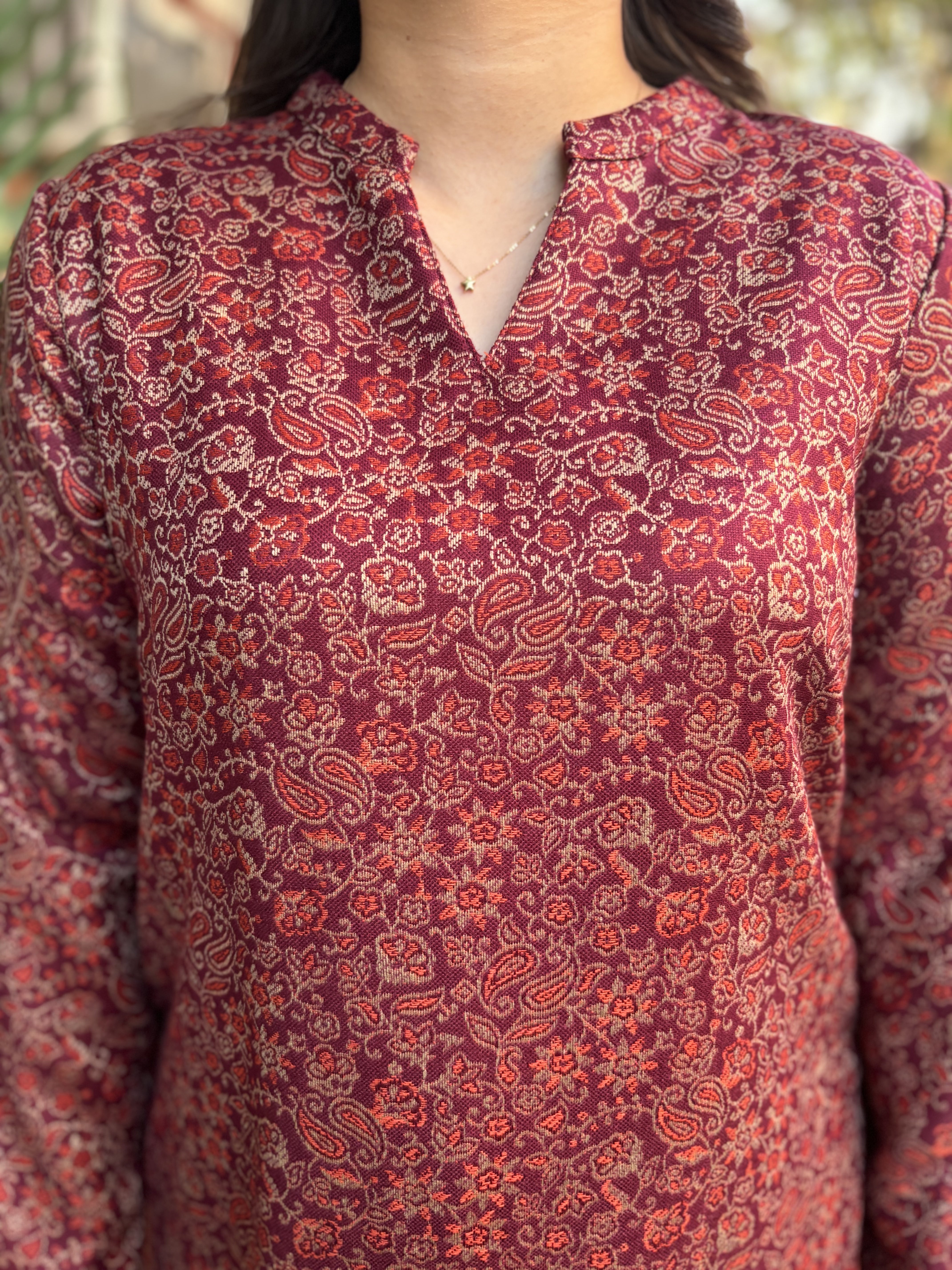 Maroon ambi woollen kurta