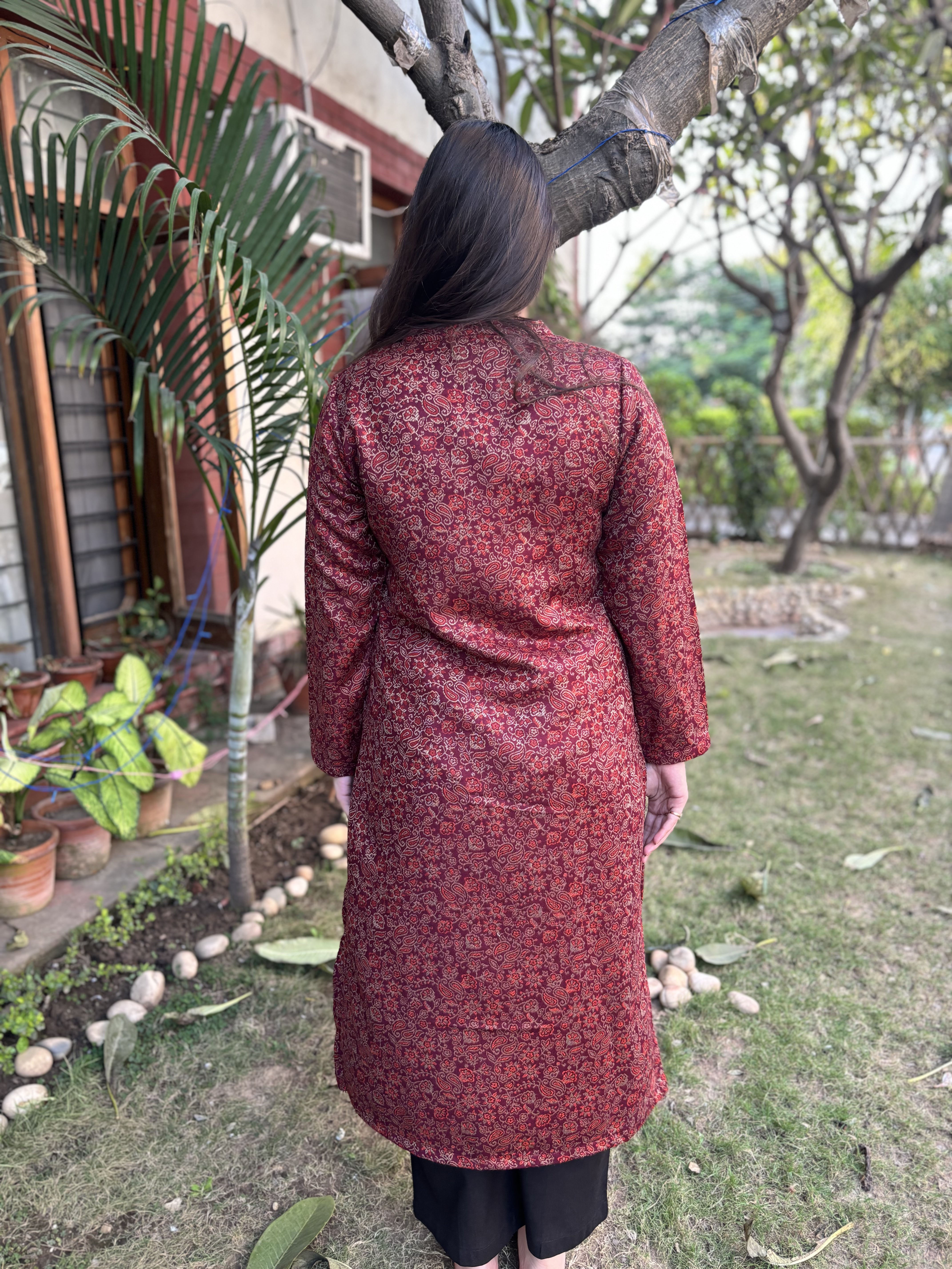 Maroon ambi woollen kurta