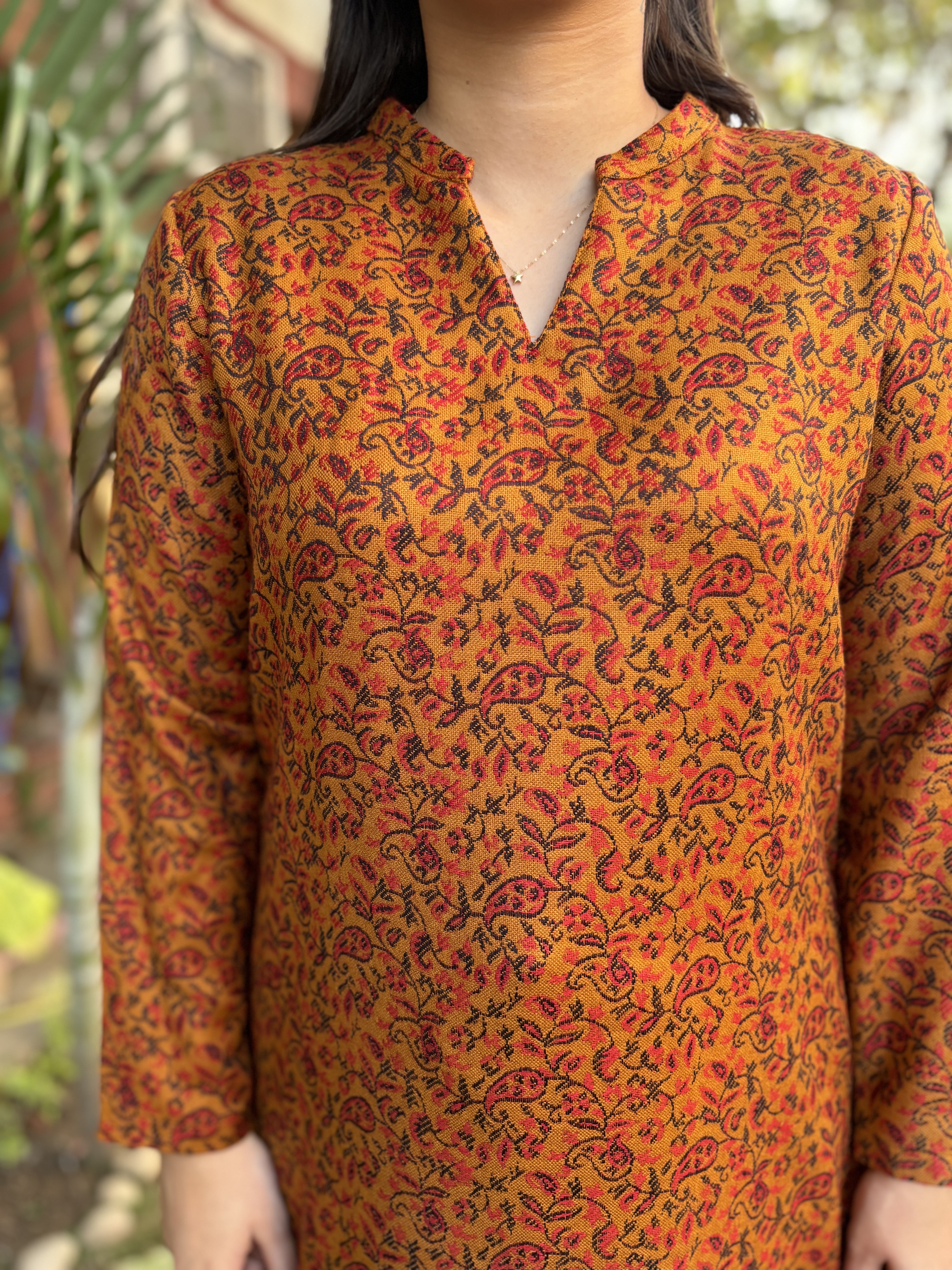 Mustard ambi woollen kurta