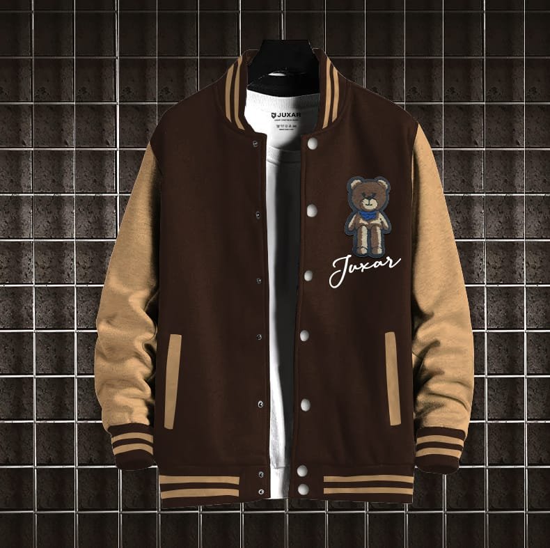BEIGE & BROWN VARSITY JACKET