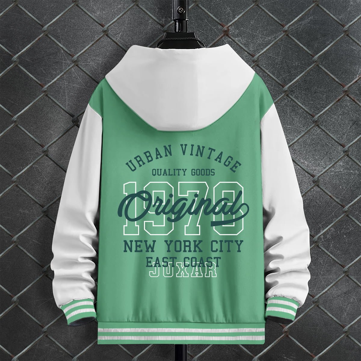 MINT GREEN VARSITY HOODY JACKET