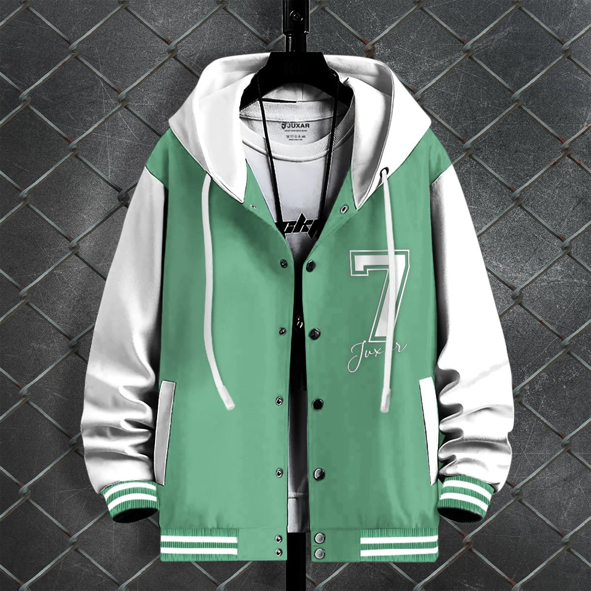 MINT GREEN VARSITY HOODY JACKET