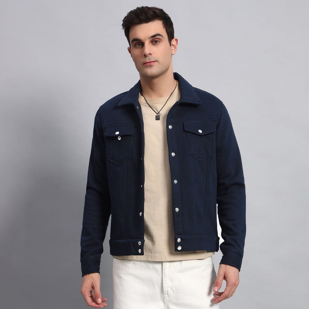 NAVY BLUE TRUCKER JACKET FOR MEN