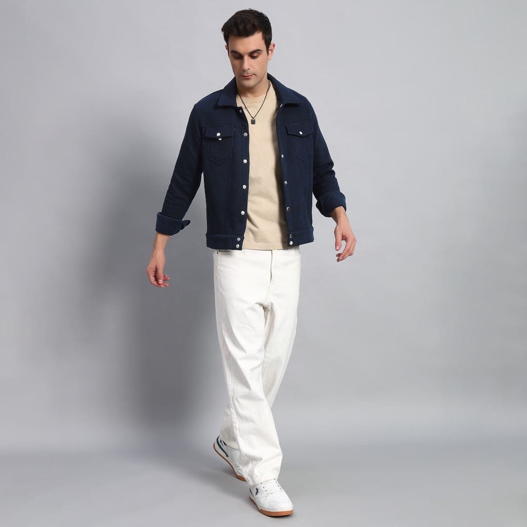 NAVY BLUE TRUCKER JACKET FOR MEN